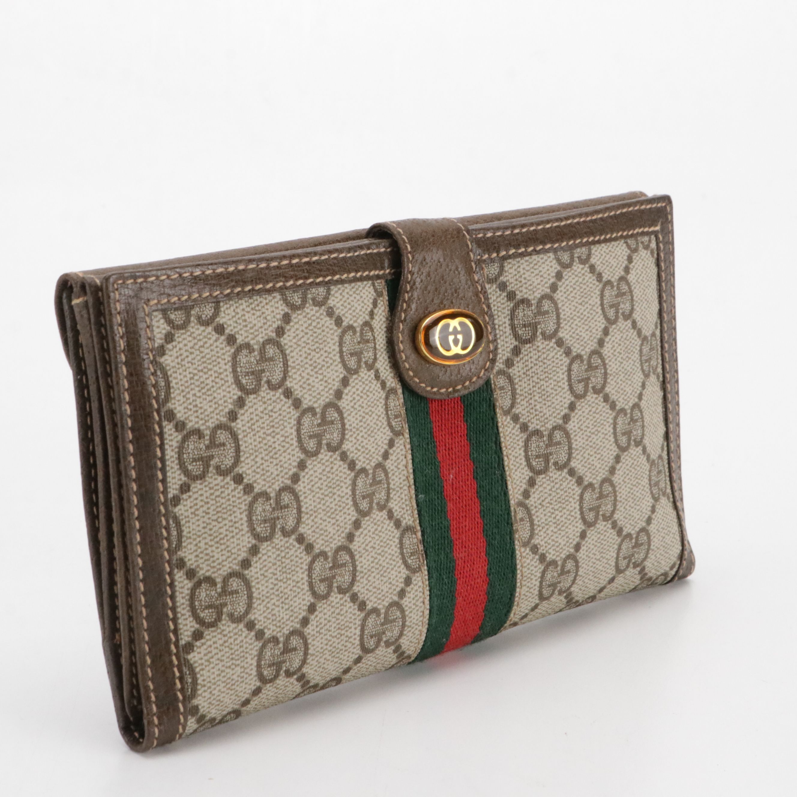 Gucci Accessory Collection Web Stripe Wallet in GG Supreme Canvas with Box