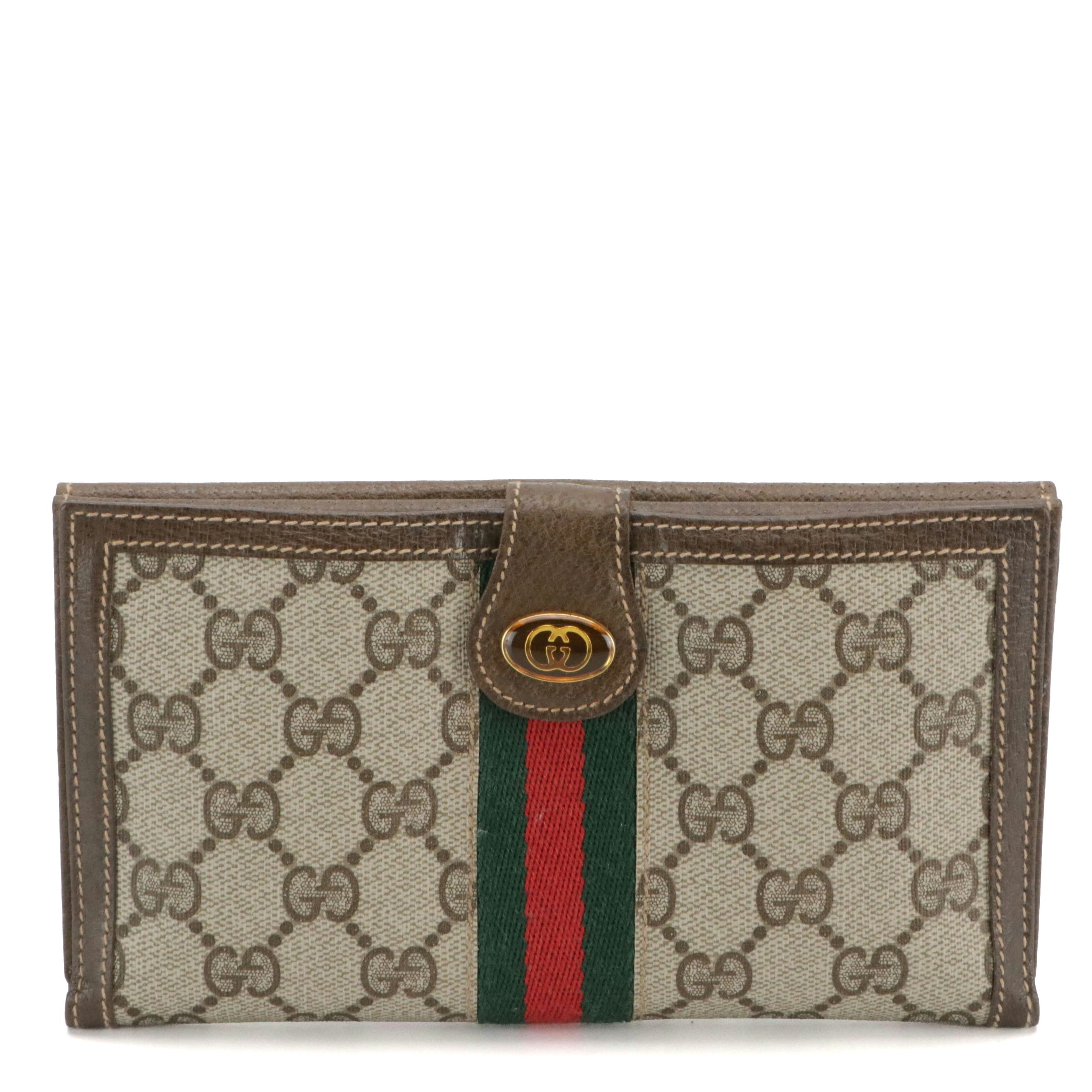 Gucci Accessory Collection Web Stripe Wallet in GG Supreme Canvas with Box