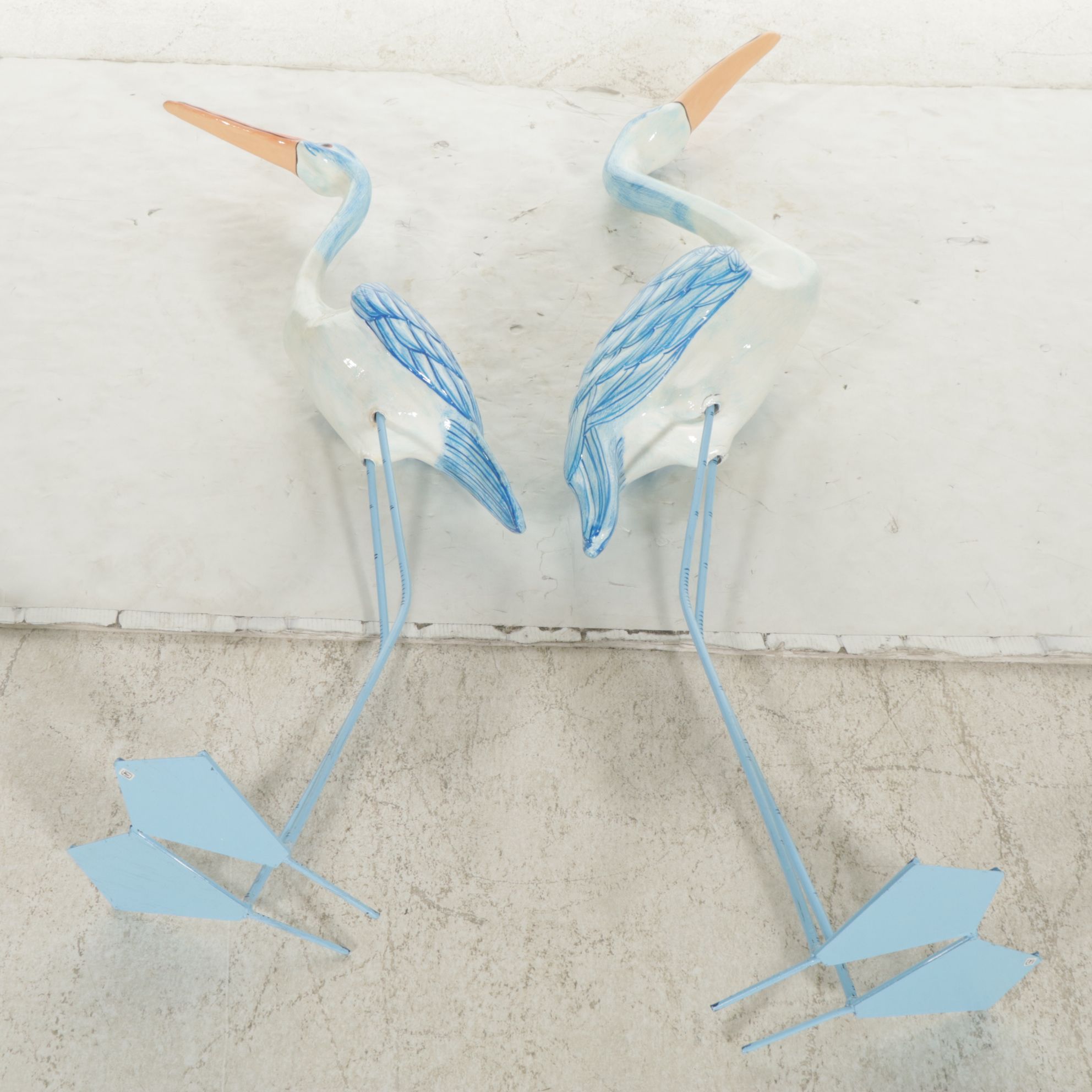 Two Wading Bird Garden Sculptures