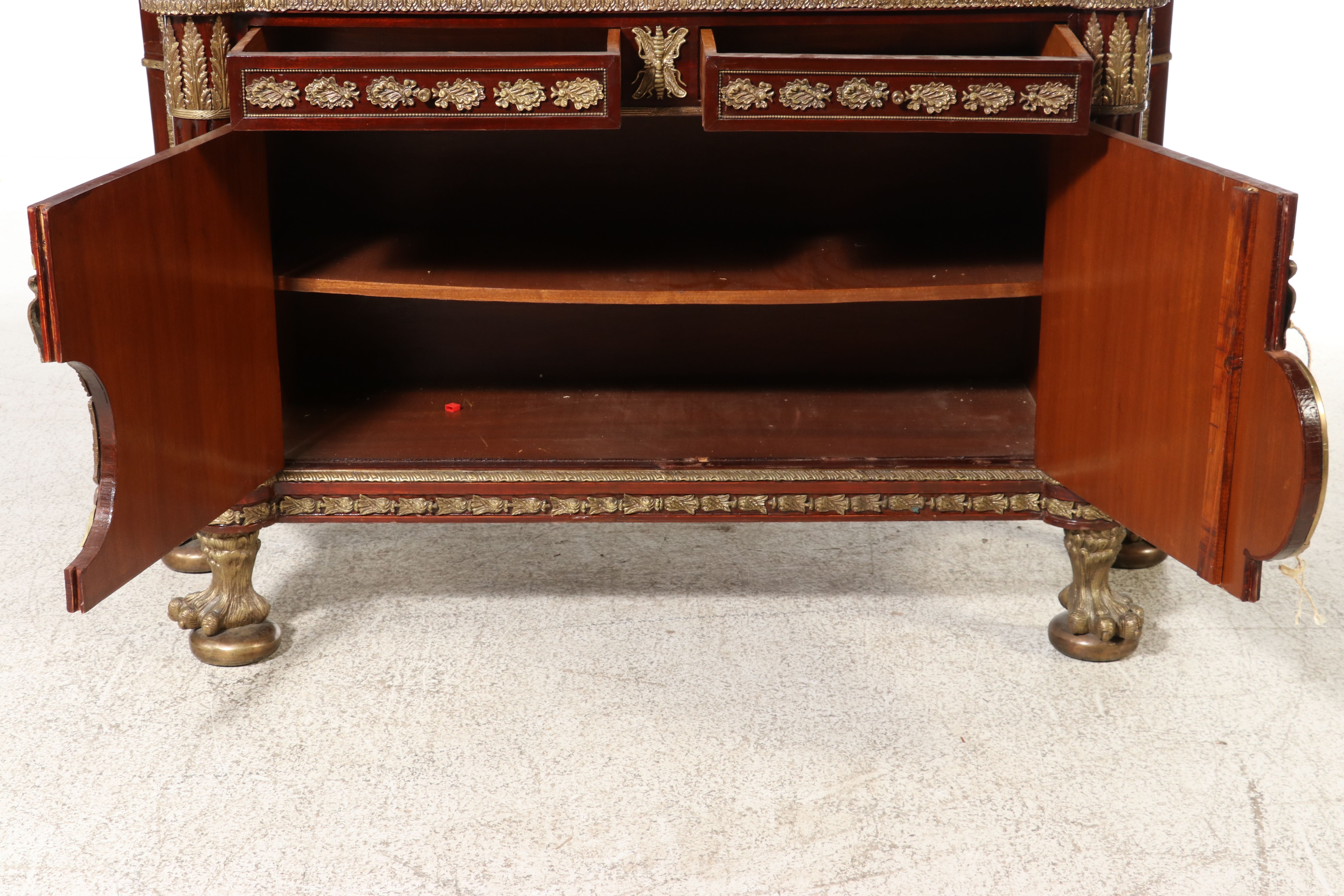 Napoleon III Style Ormolu Mounted Mahogany Buffet with Marble Top