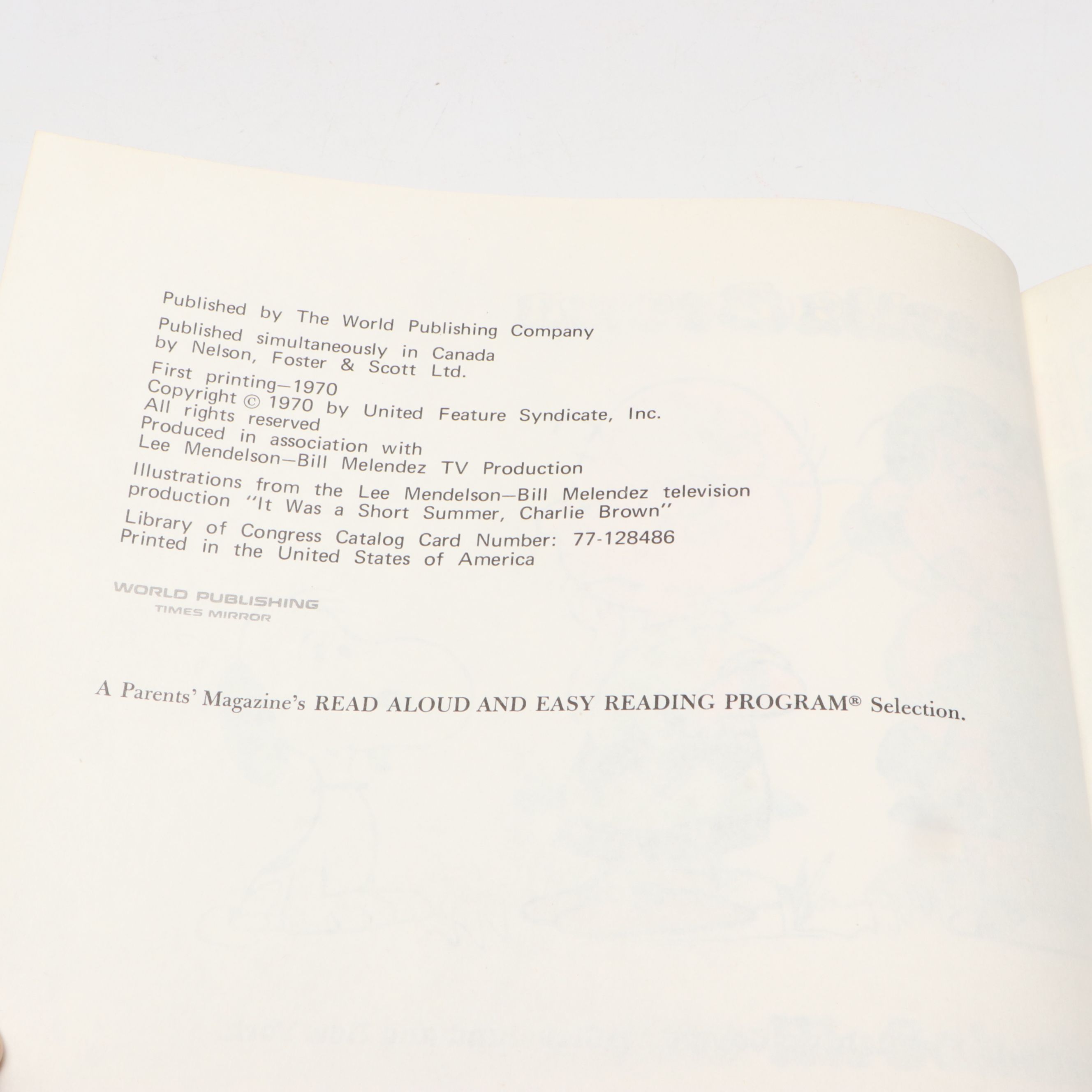 First Printing "It Was A Short Summer, Charlie Brown" by Charles M. Schulz, 1970