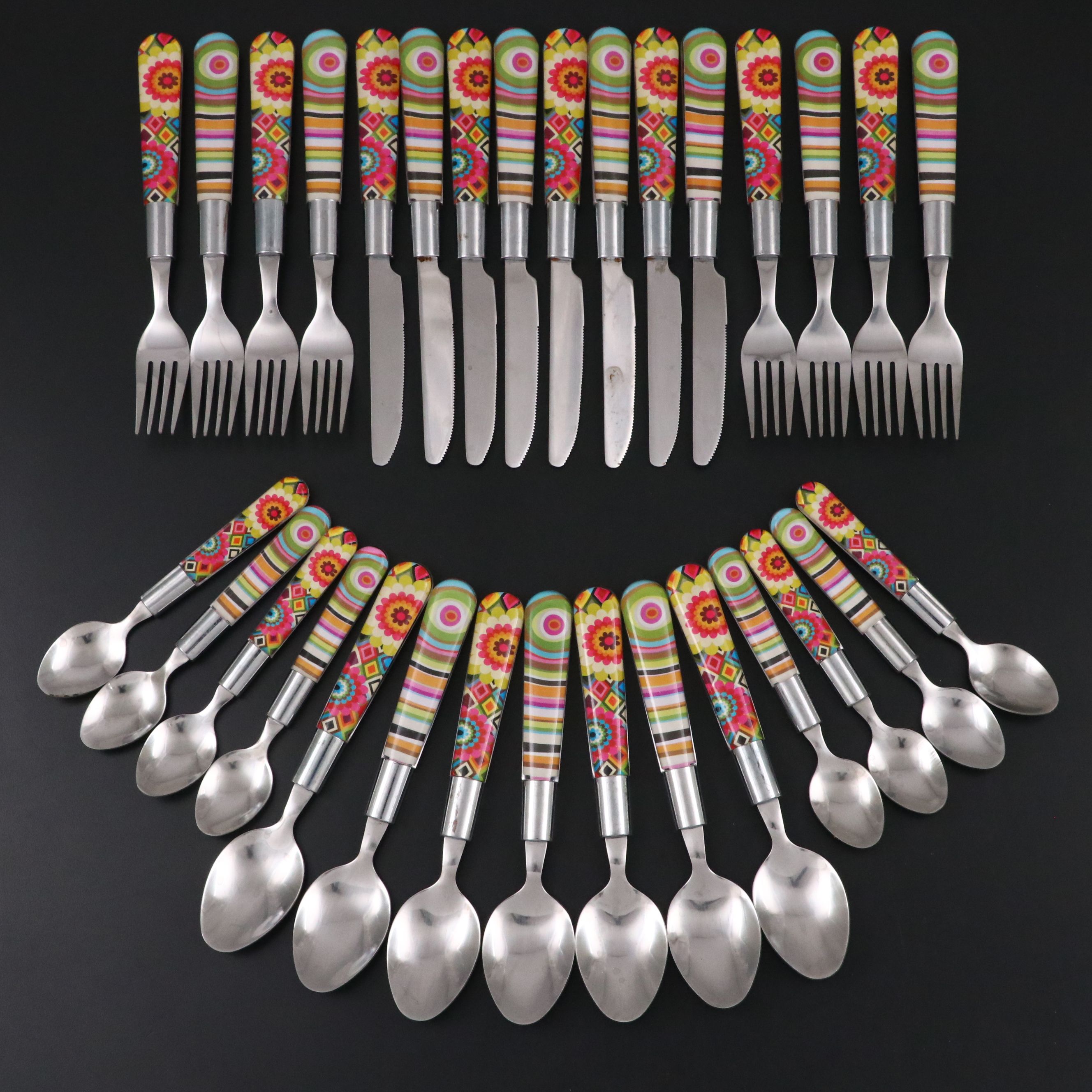 Colorful Retro Handled Stainless Steel Flatware