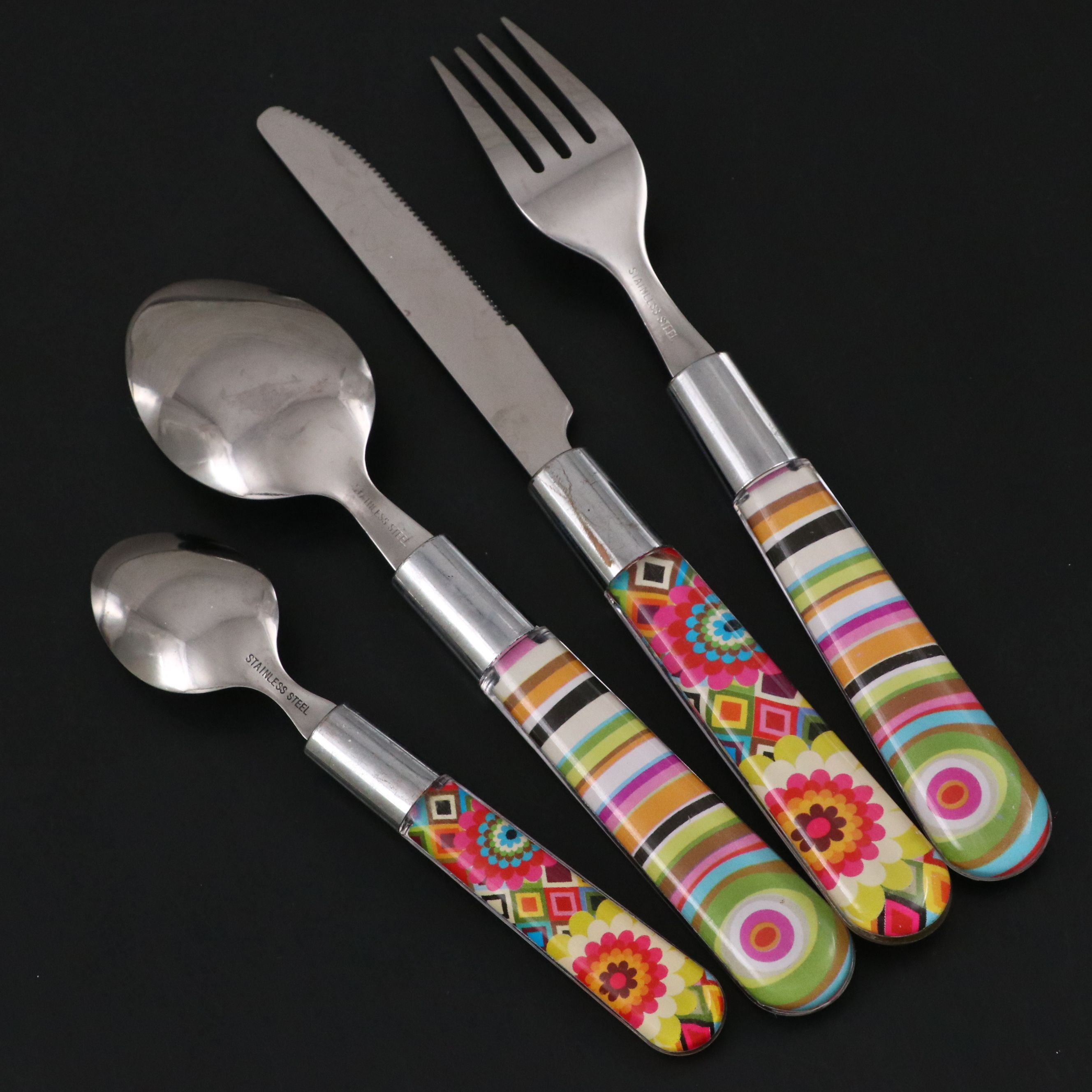 Colorful Retro Handled Stainless Steel Flatware
