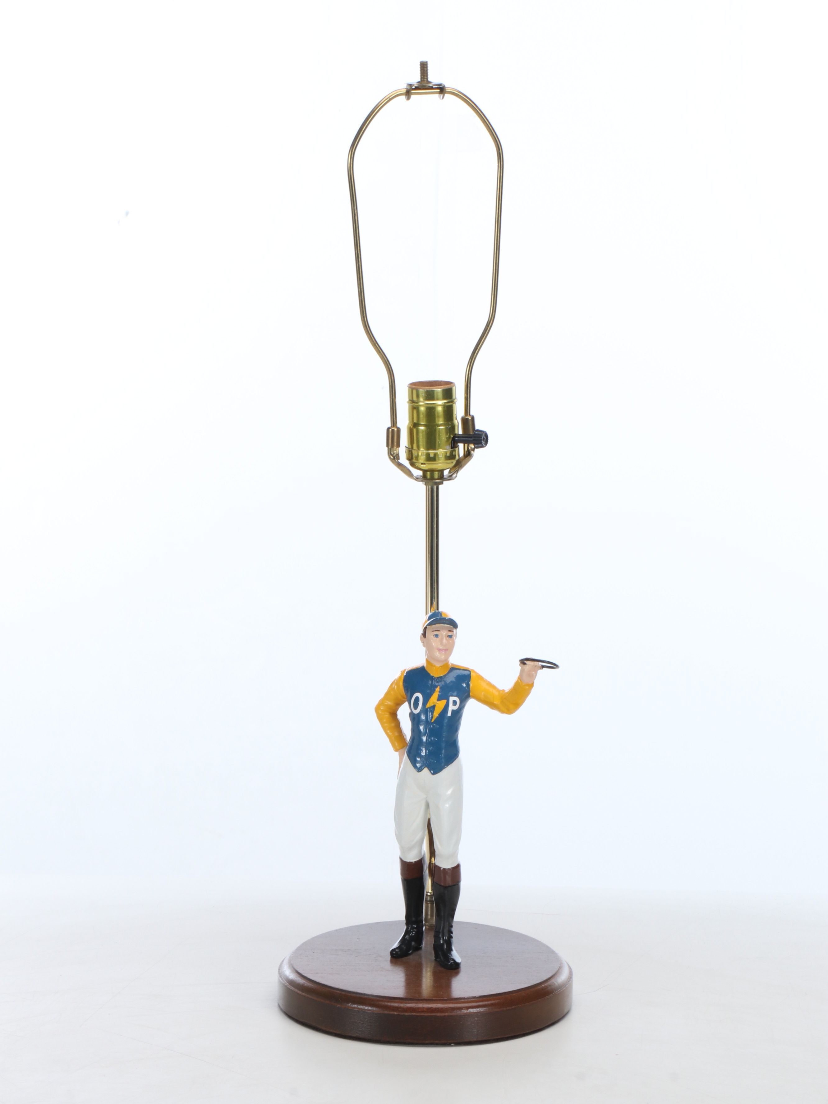 Horse Racing Jockey Table Lamp with Pleated Fabric Shade