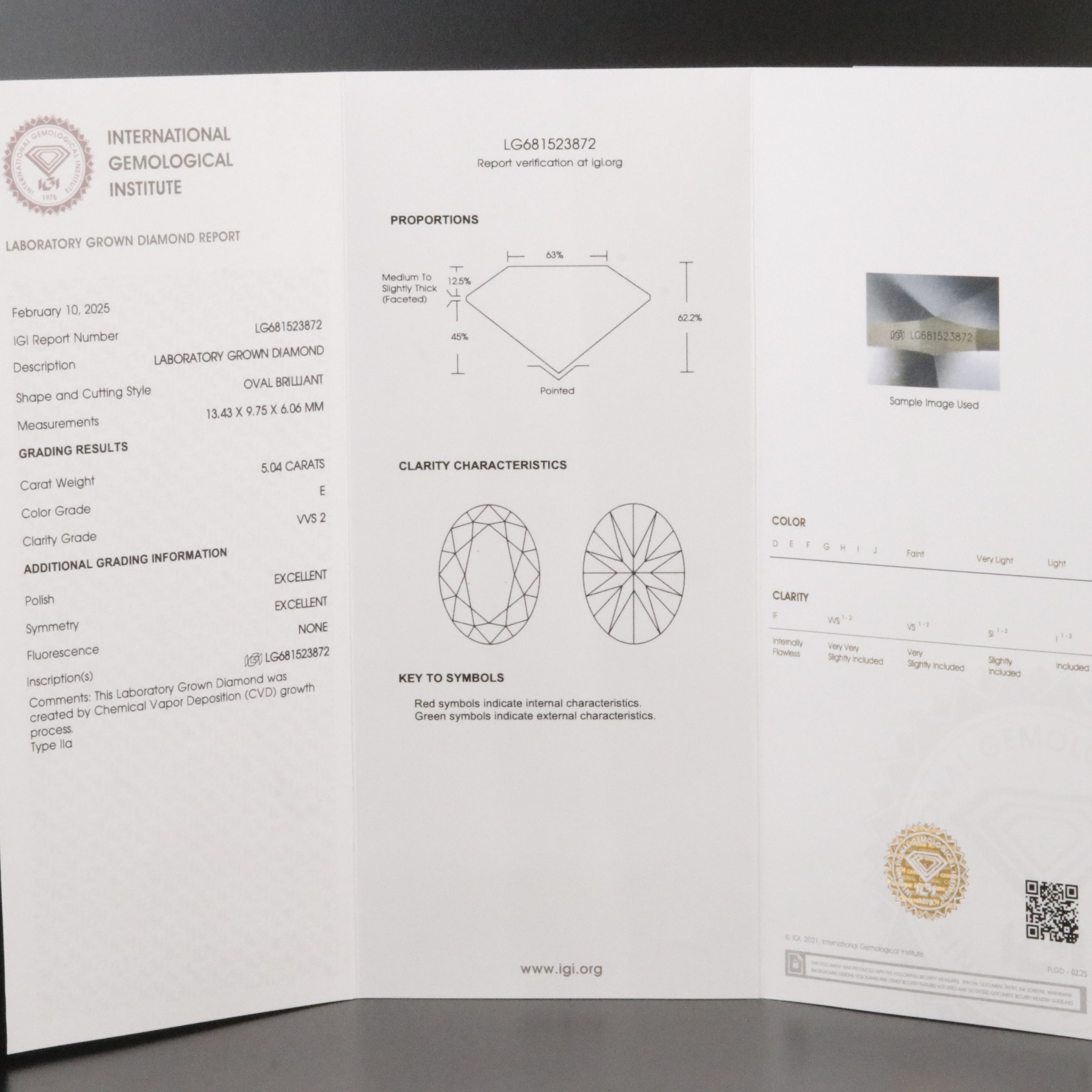 14K 5.22 CTW Lab Grown Diamond Ring with IGI Report