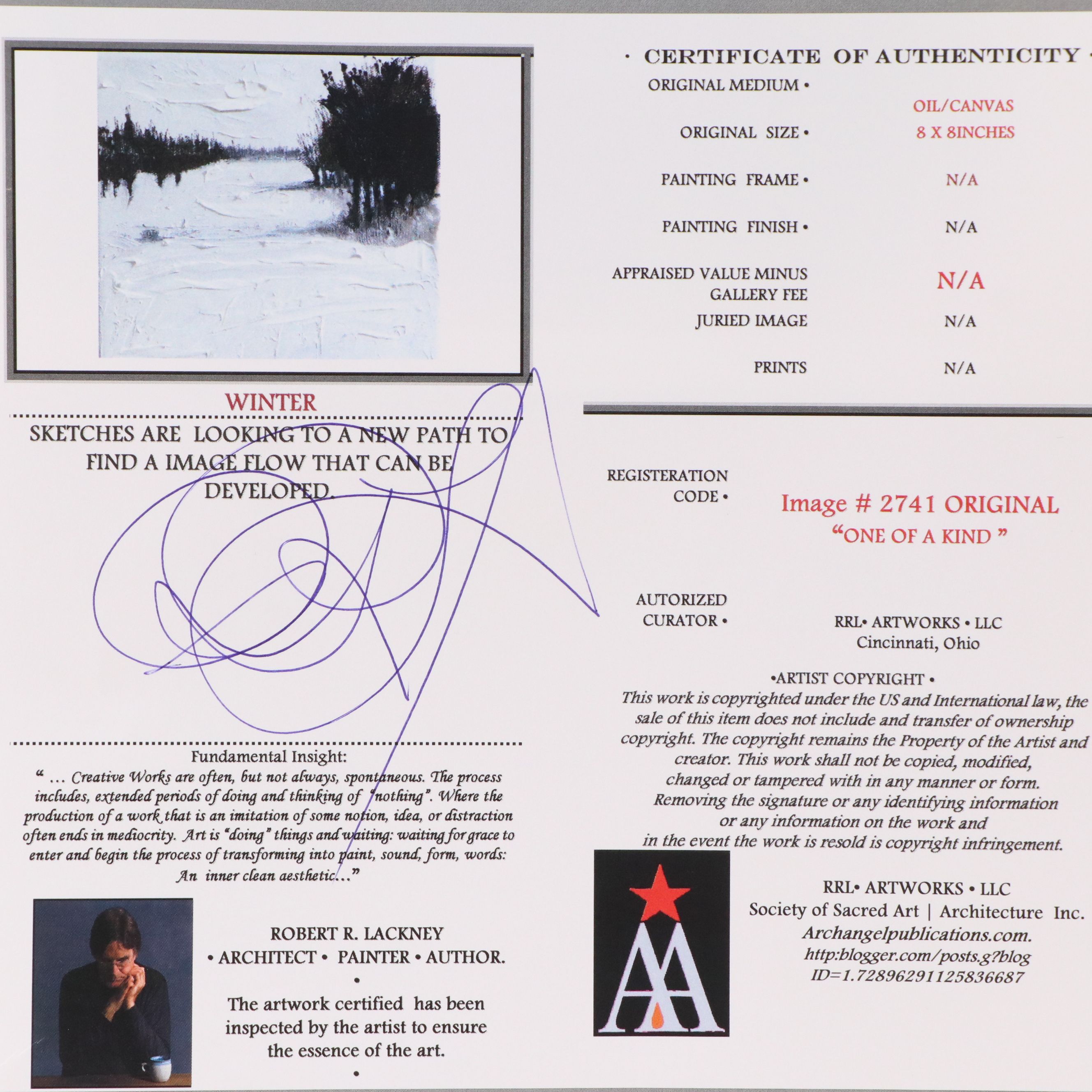 Robert Lackney Acrylic Painting "Winter"