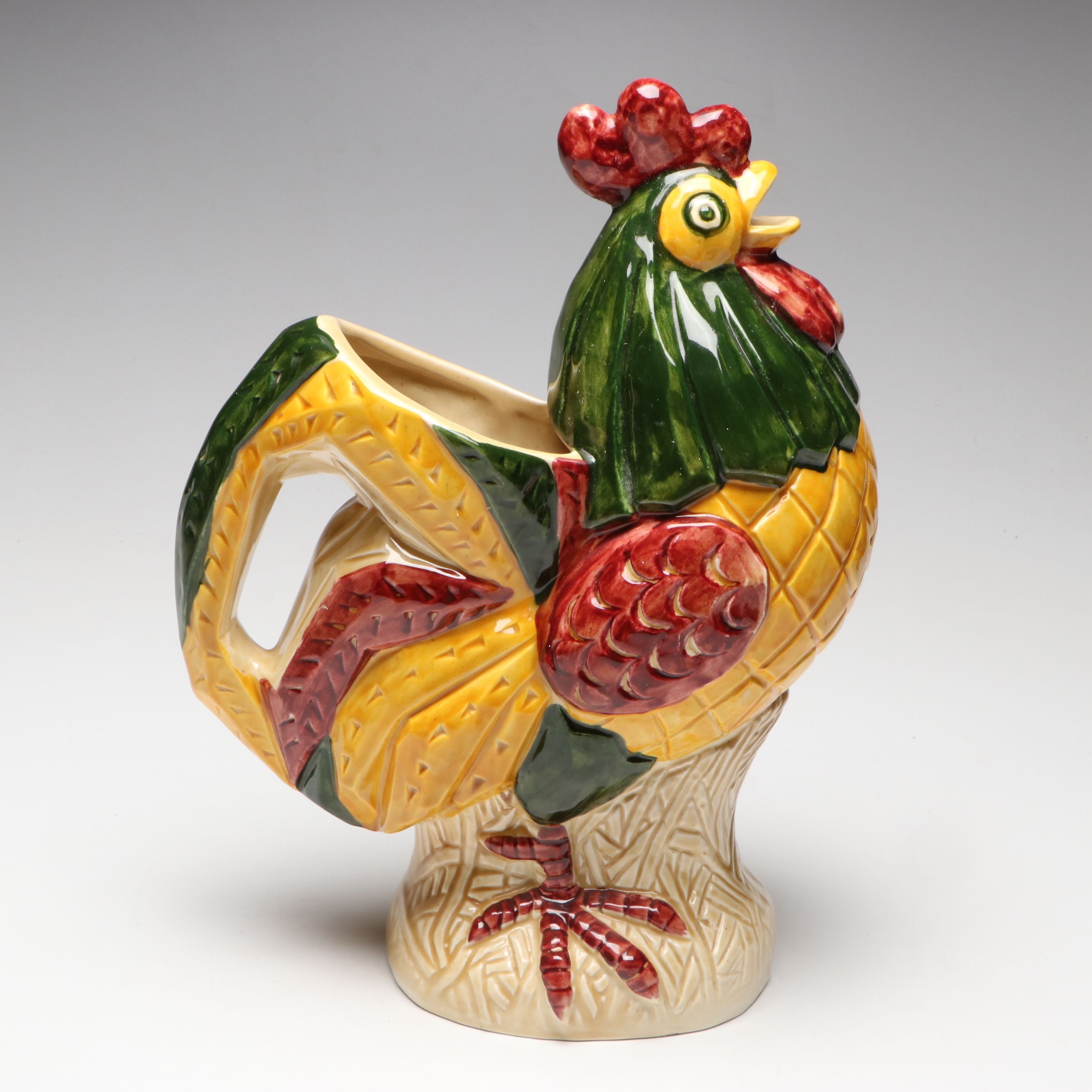 Metlox "California Provincial" Ceramic Rooster Pitcher, Mid to Late 20th Century
