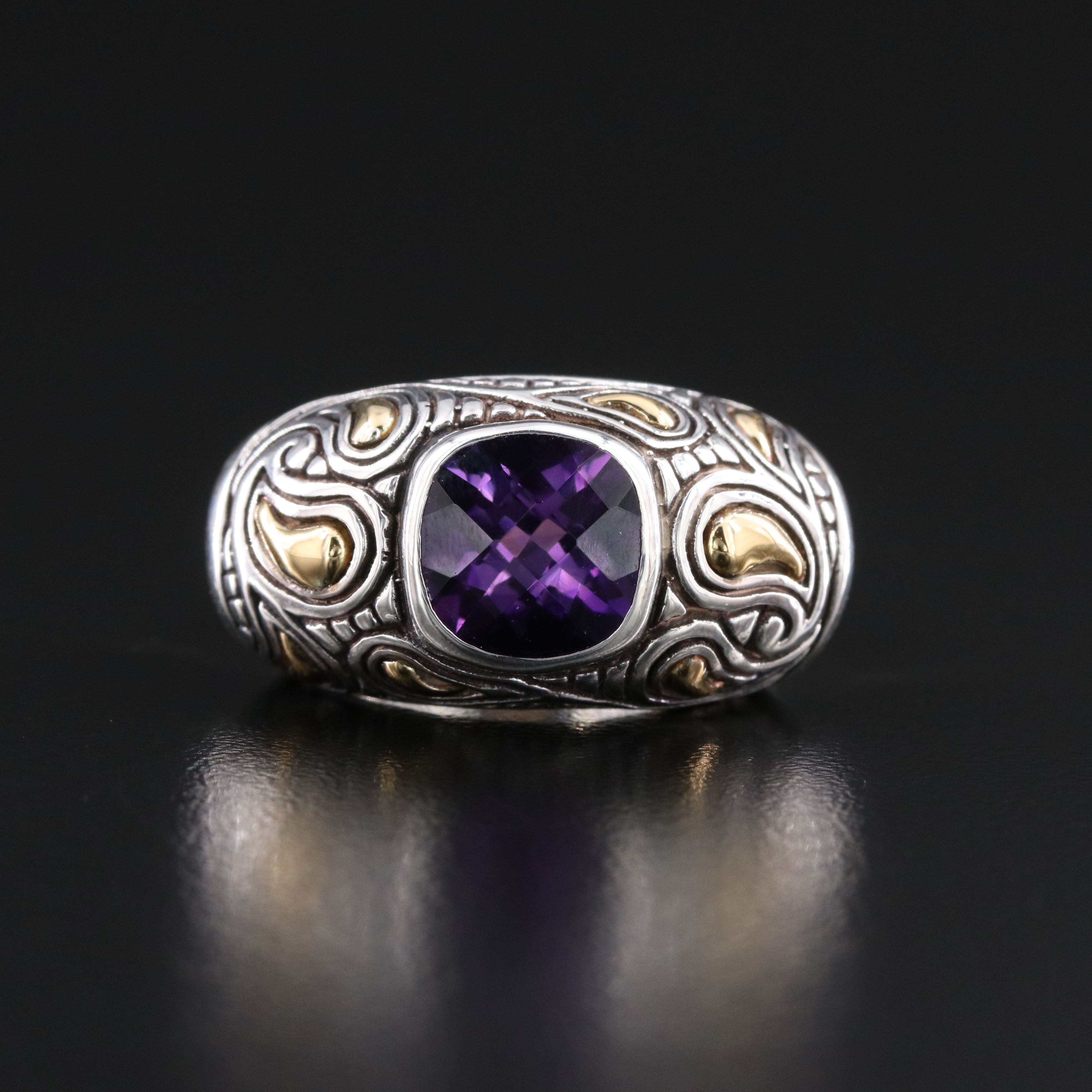 Sterling Amethyst Ring with 18K Accents