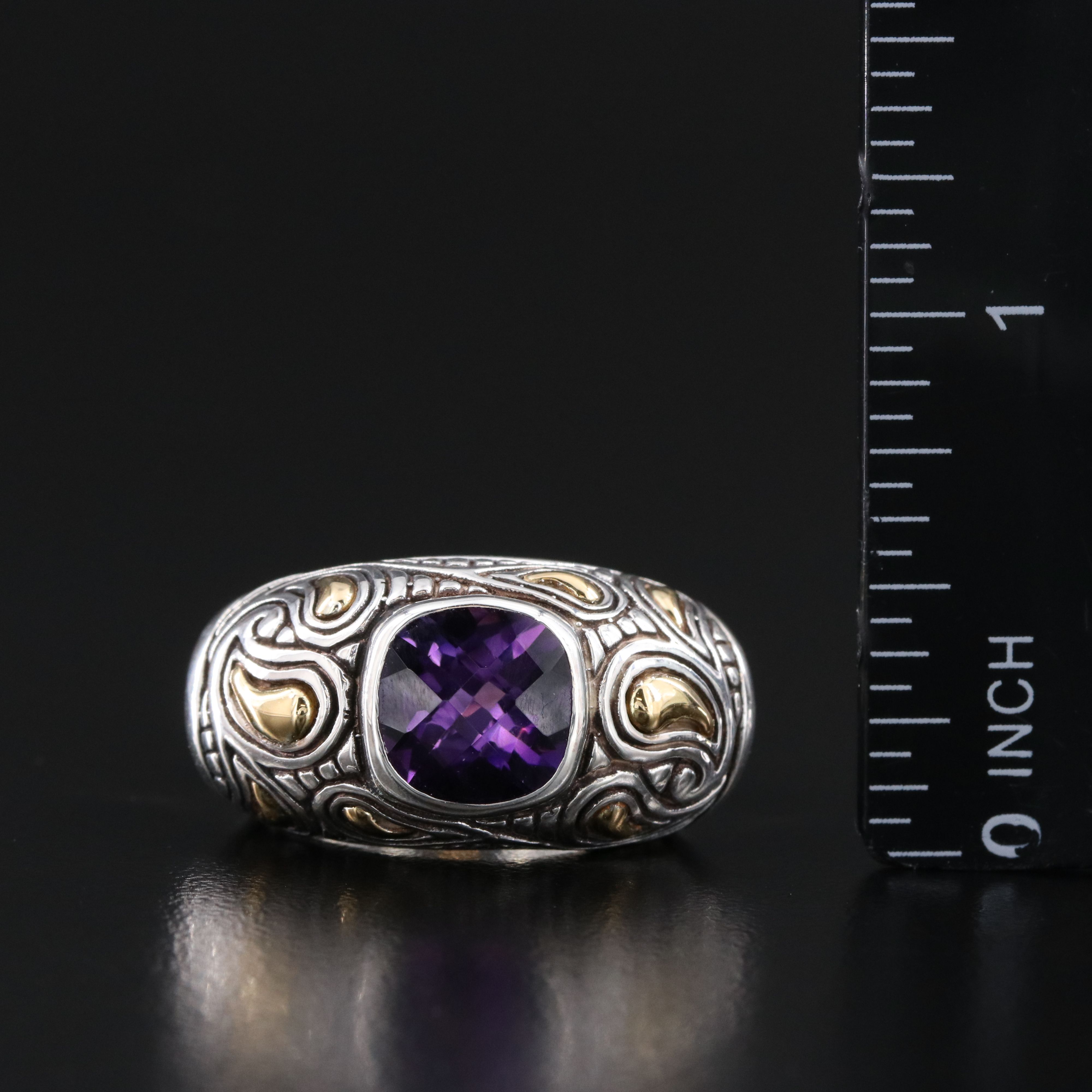 Sterling Amethyst Ring with 18K Accents