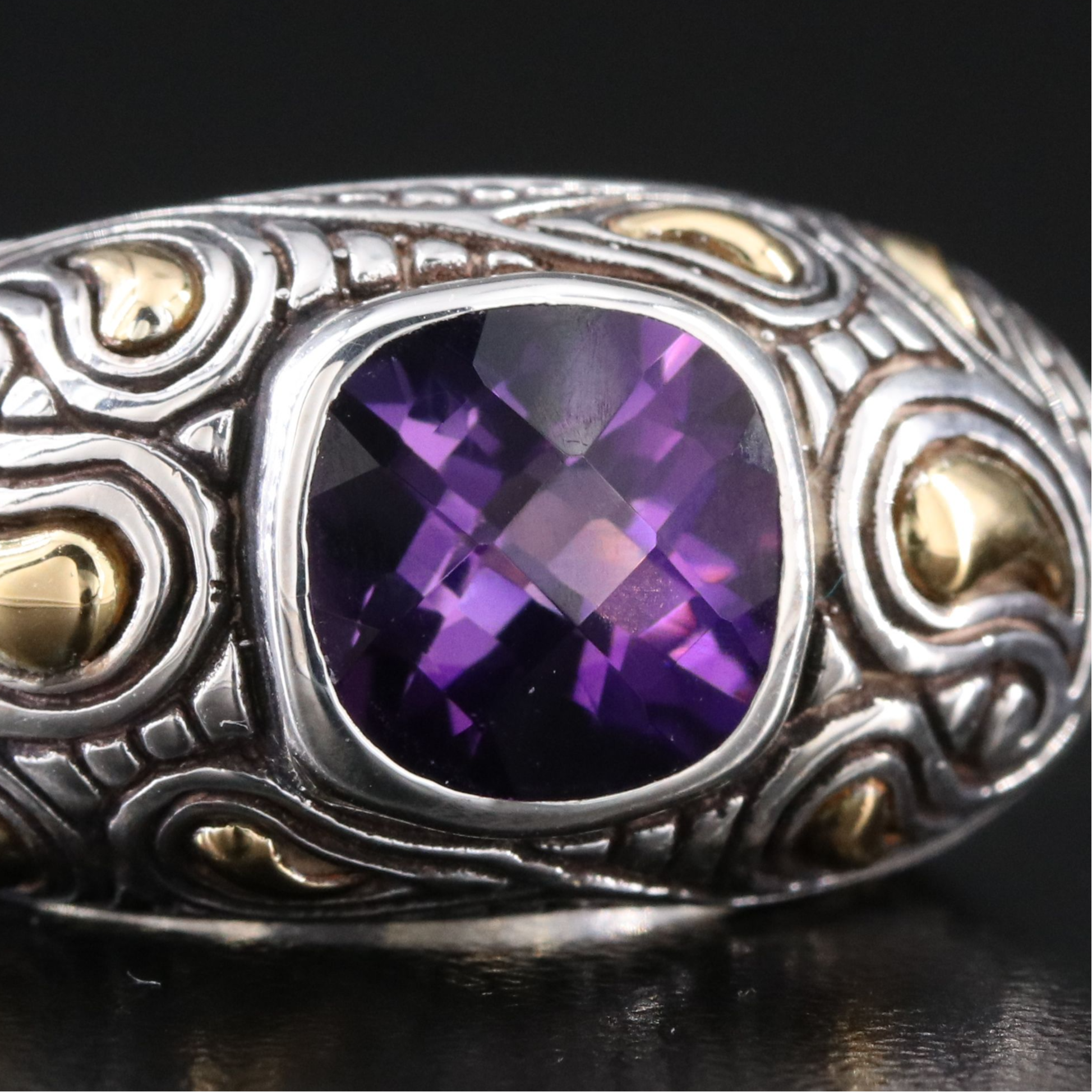 Sterling Amethyst Ring with 18K Accents
