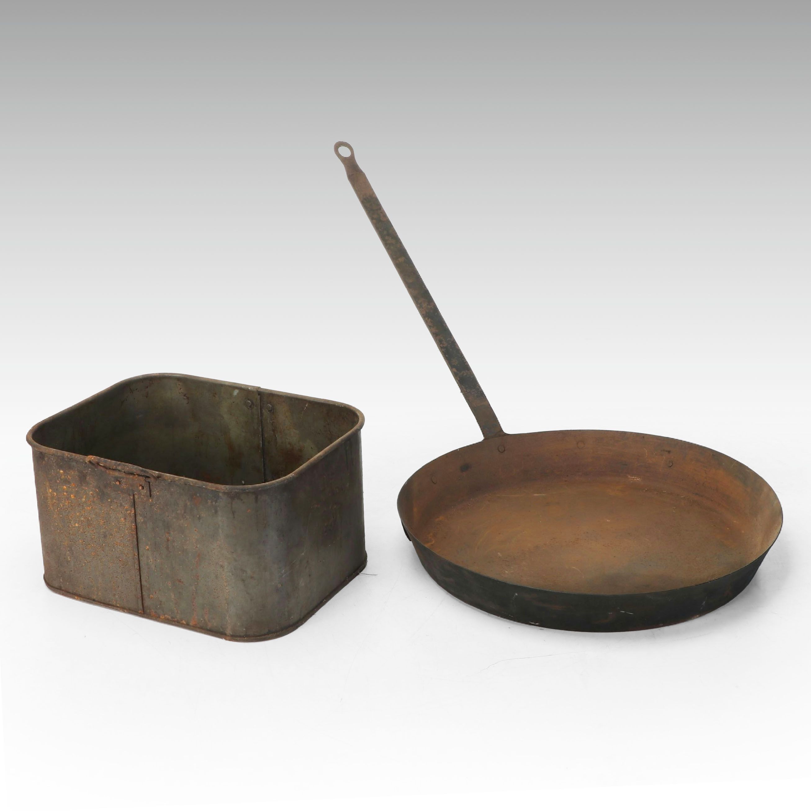 U.S. S.M.Co Tin Box with Other Long-Handled Pan, Early 20th Century