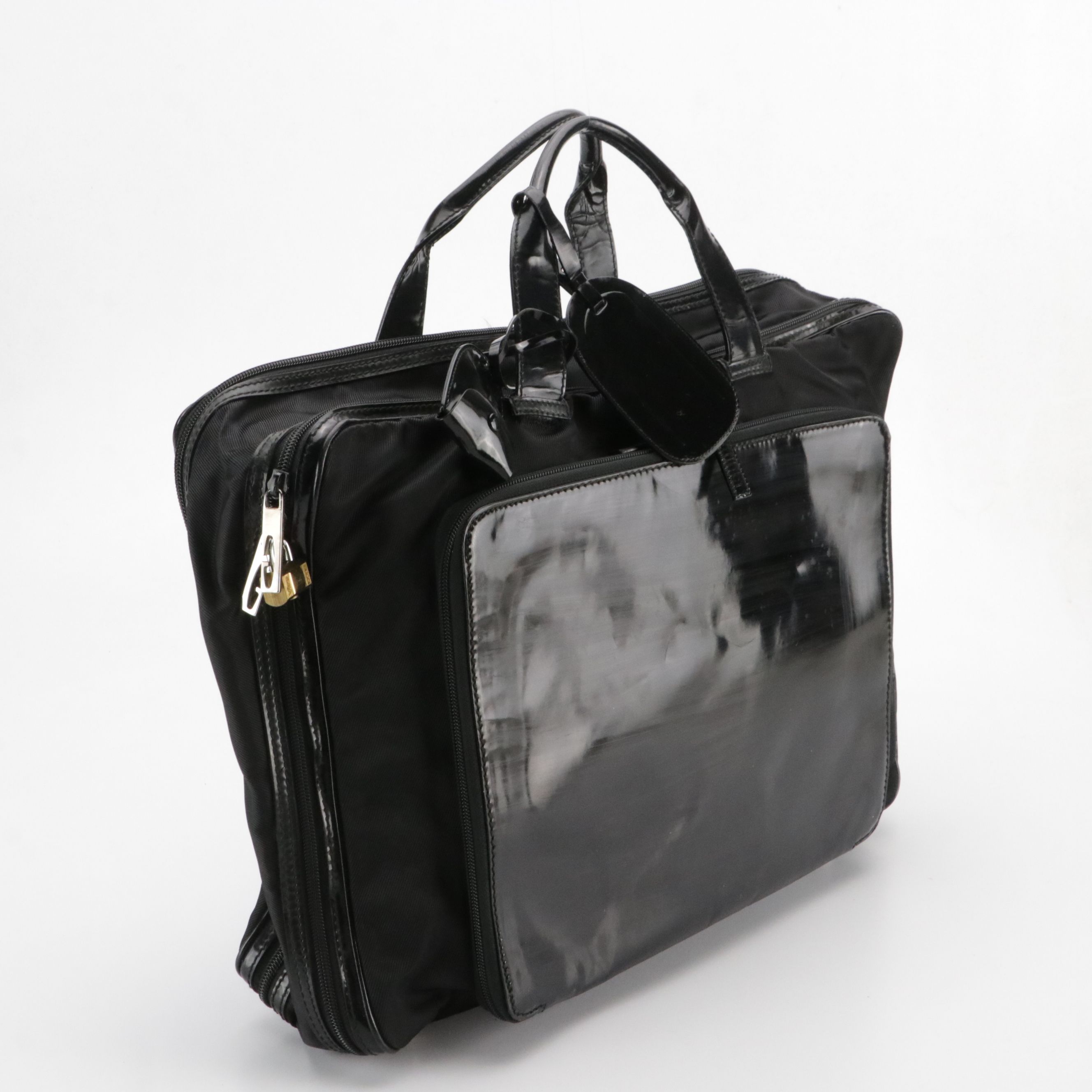 Gucci Double Compartment Top Handle Travel Bag in Black Nylon Canvas and Leather