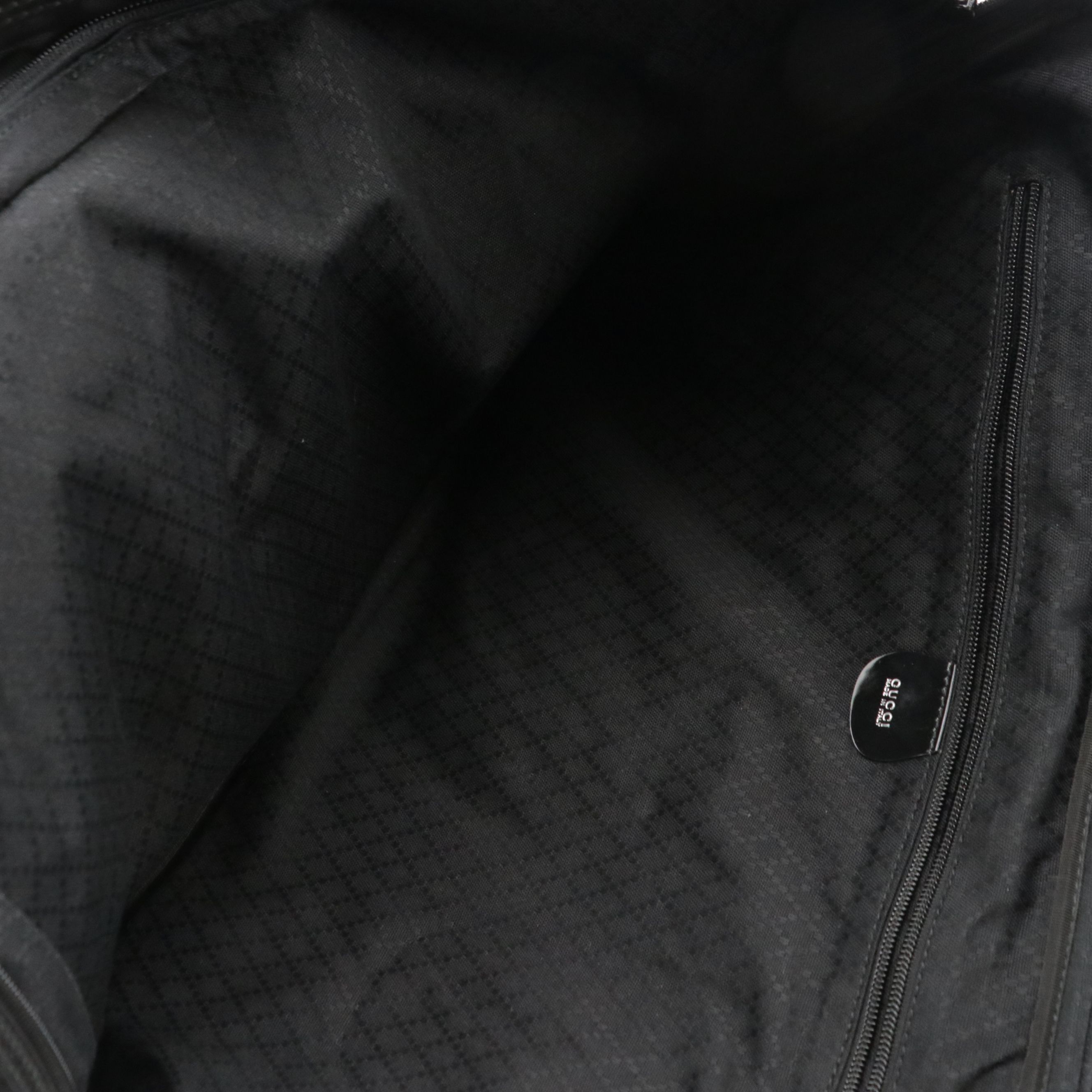 Gucci Double Compartment Top Handle Travel Bag in Black Nylon Canvas and Leather