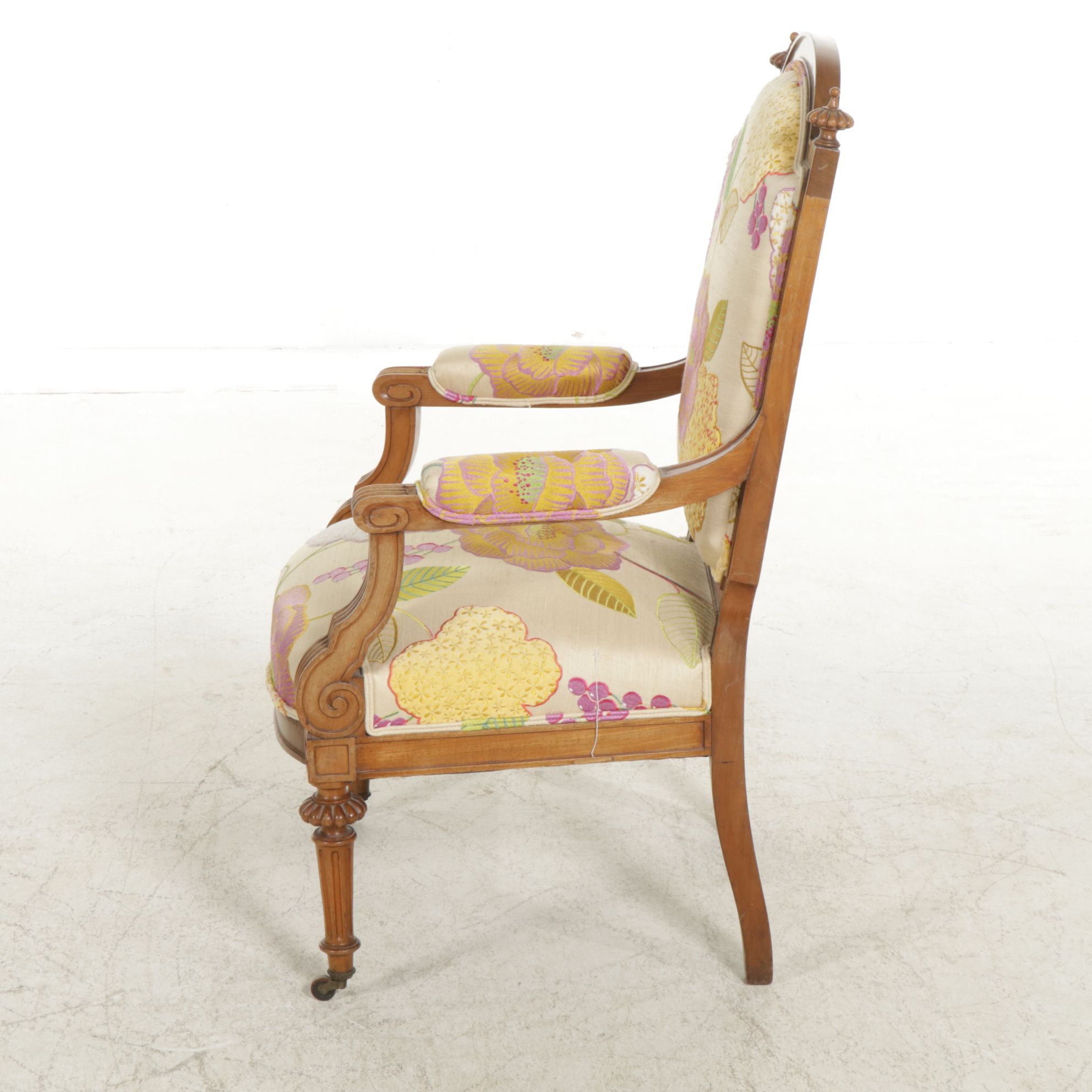 Louis XVI Style Armchair with Floral Upholstery