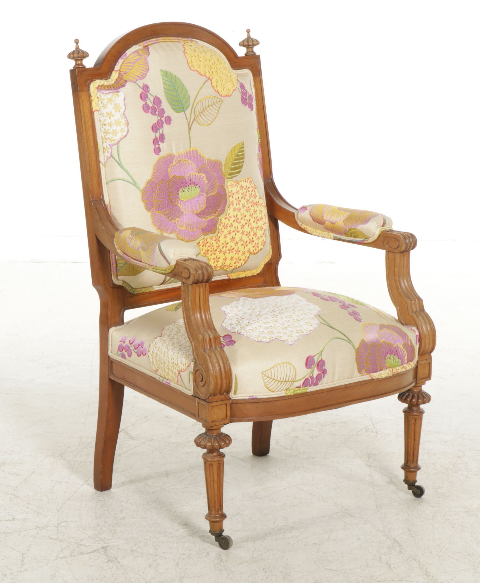 Louis XVI Style Armchair with Floral Upholstery