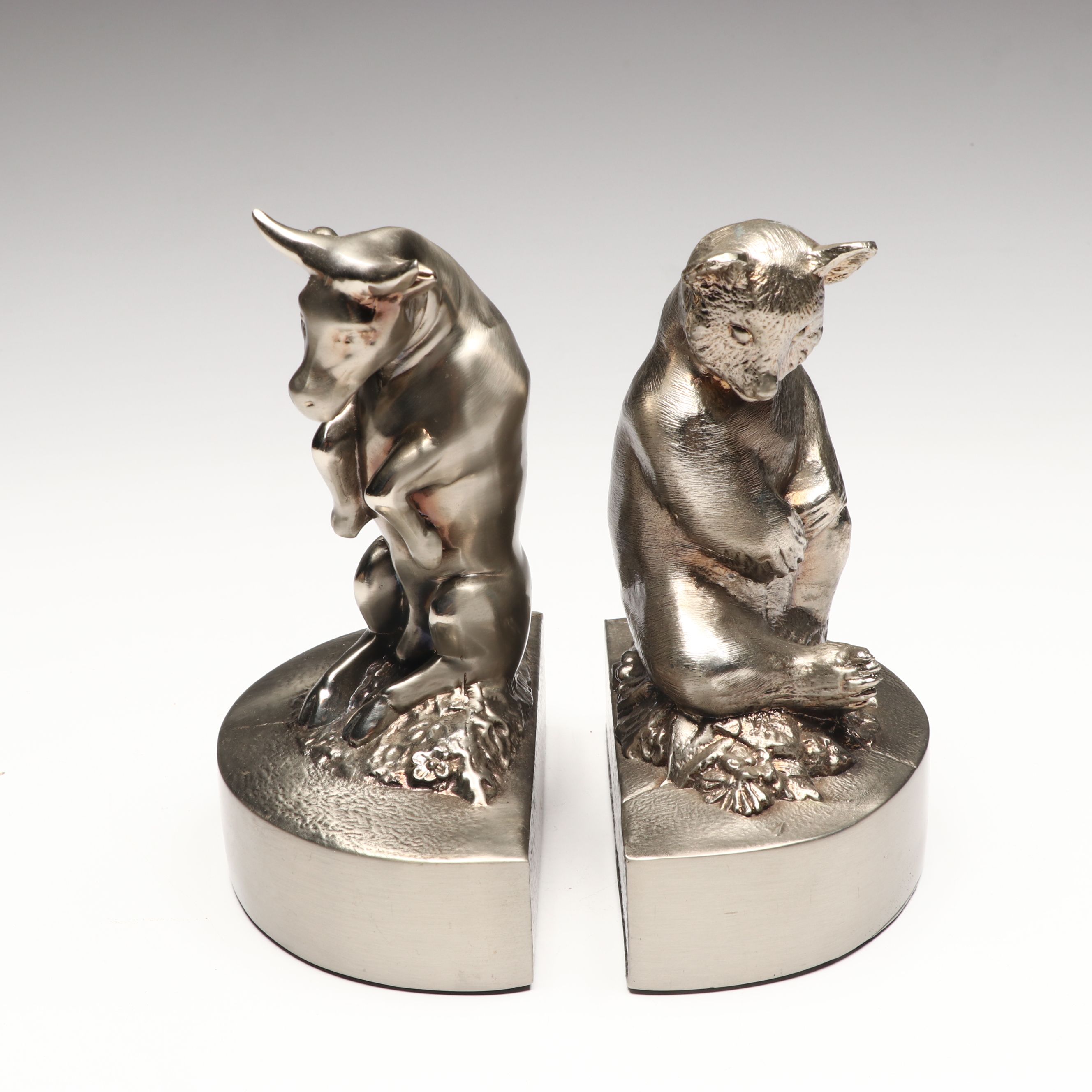 PM Craftsman Bull and Bear Pewter Bookends