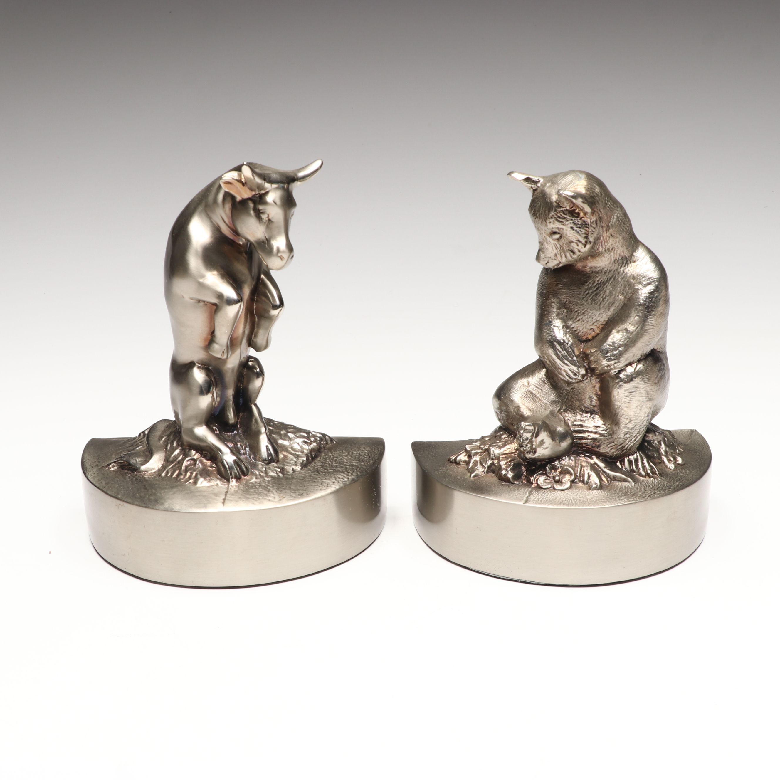 PM Craftsman Bull and Bear Pewter Bookends