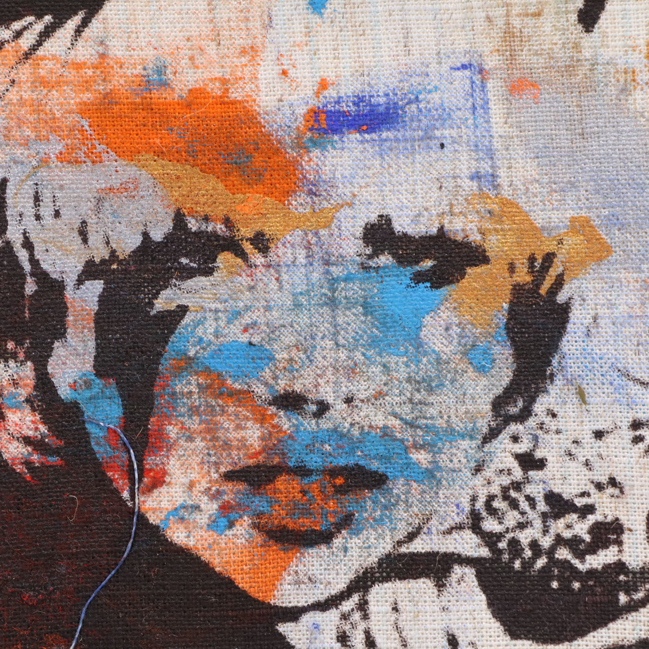 Eric Ajama Pop Art Embellished Screenprint Portrait of Lady Gaga