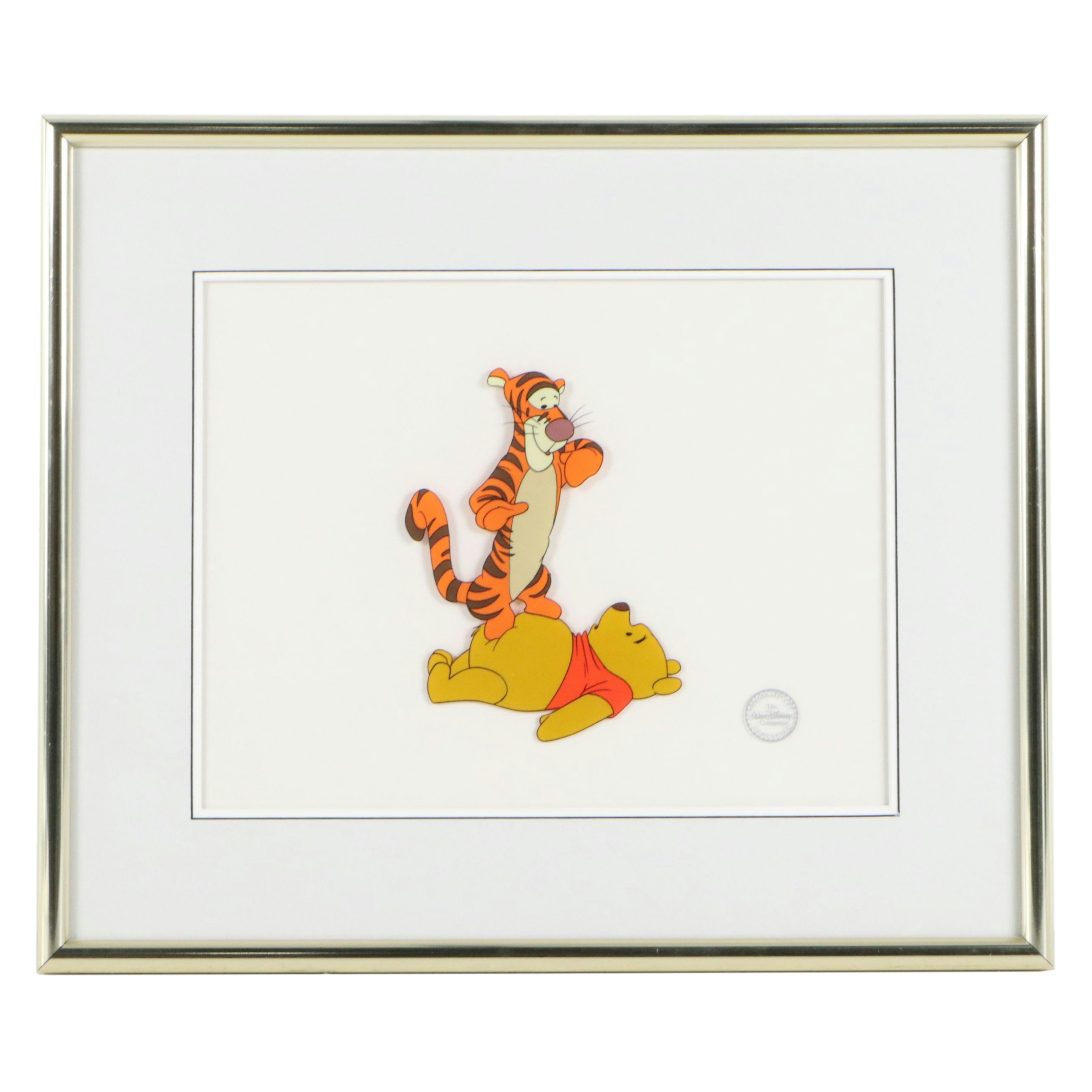 Walt Disney Serigraph Cel of Tigger Tackling Winnie the Pooh, 1990