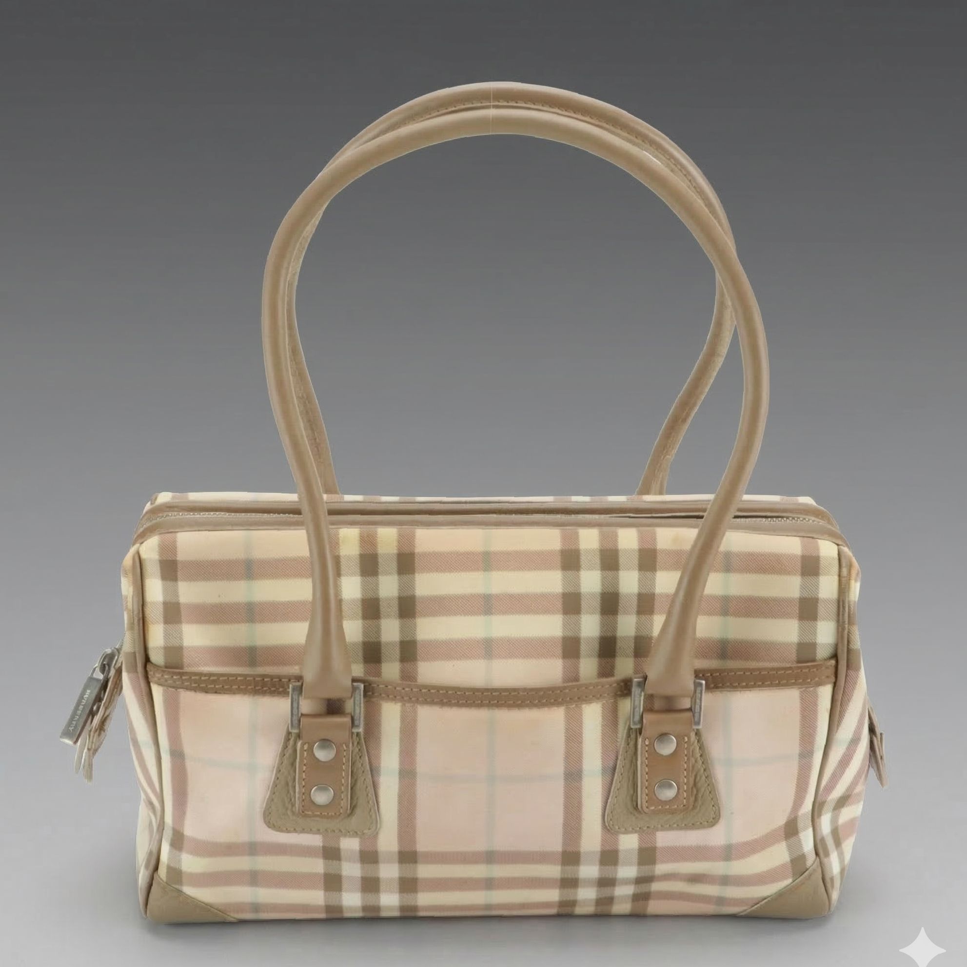 Burberry Pale Pink Nova Check and Leather Tote Bag