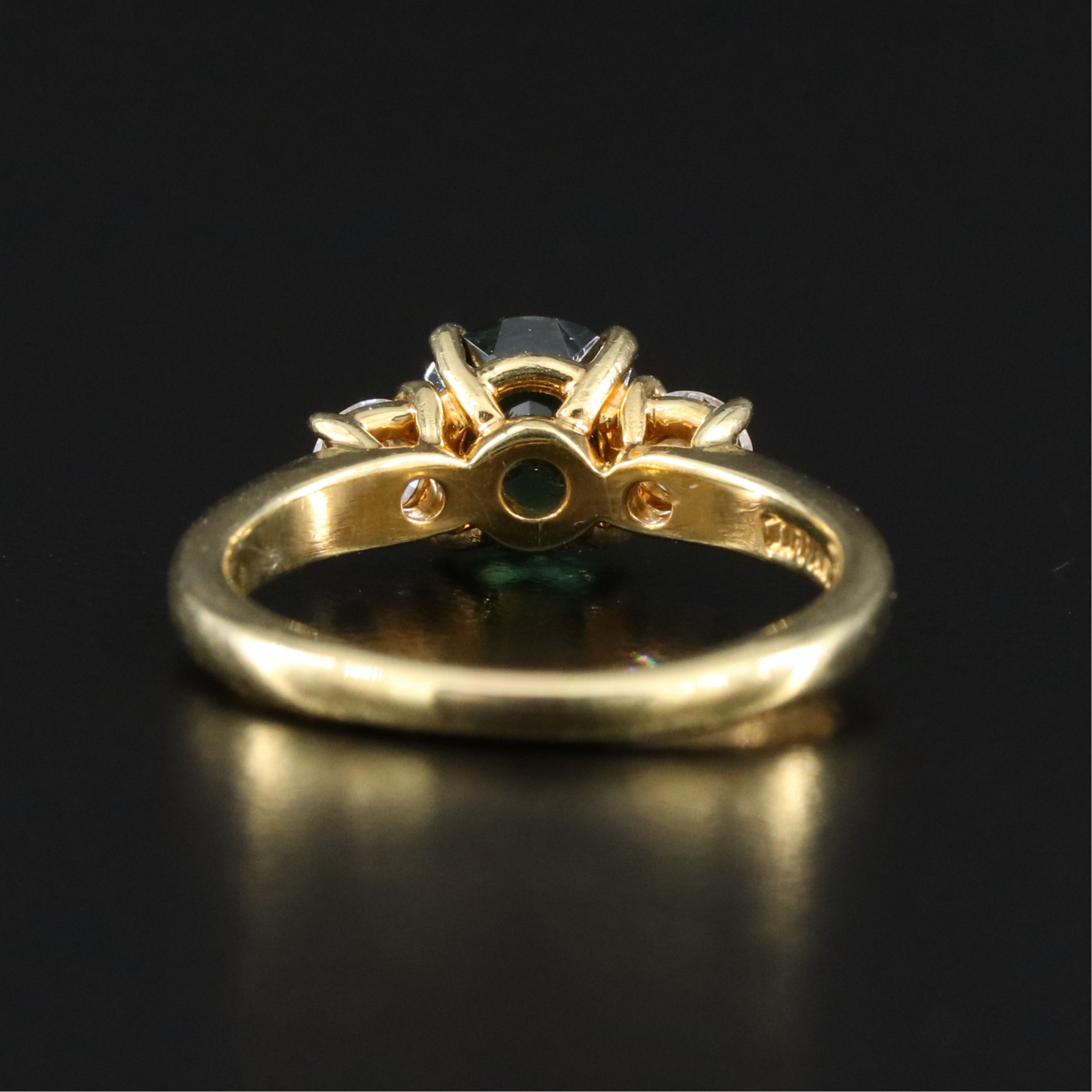 Tiffany & Co. 18K Green Tourmaline and 0.36 CTW Diamond Three Stone Ring