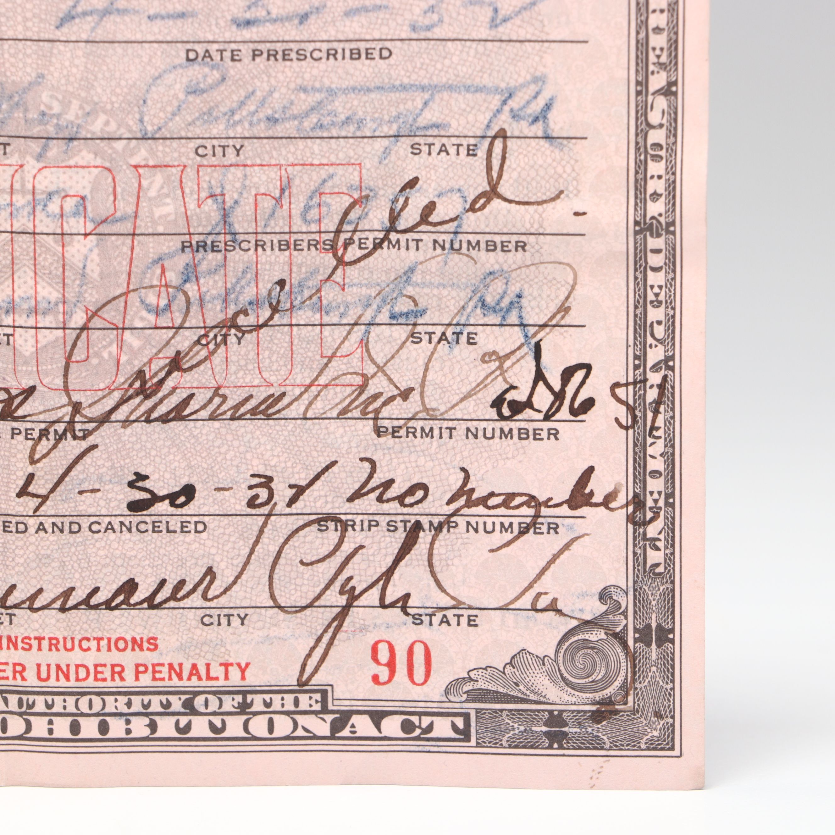 Prohibition Era Prescription Form for Alcohol, 1932