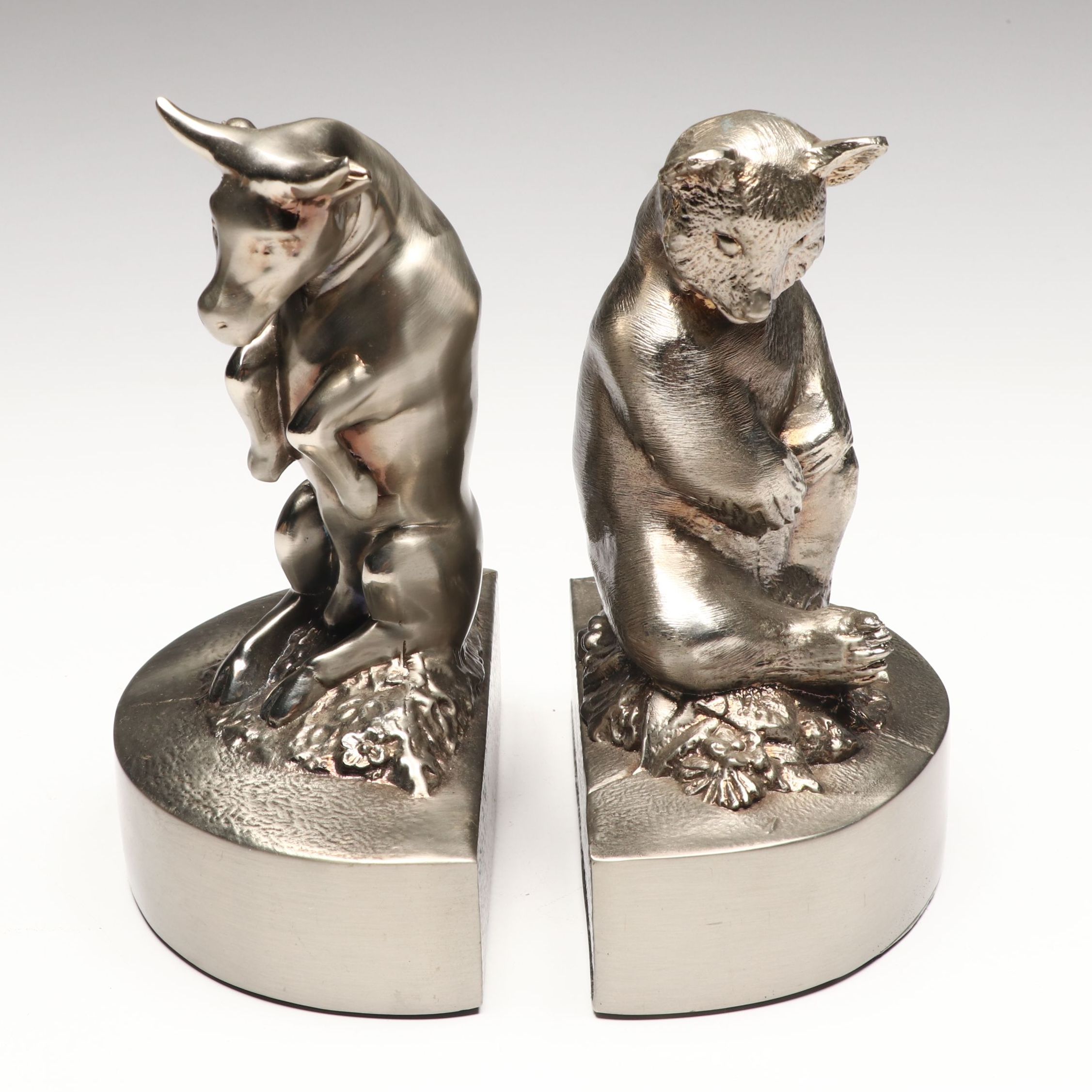 PM Craftsman Bull and Bear Pewter Bookends