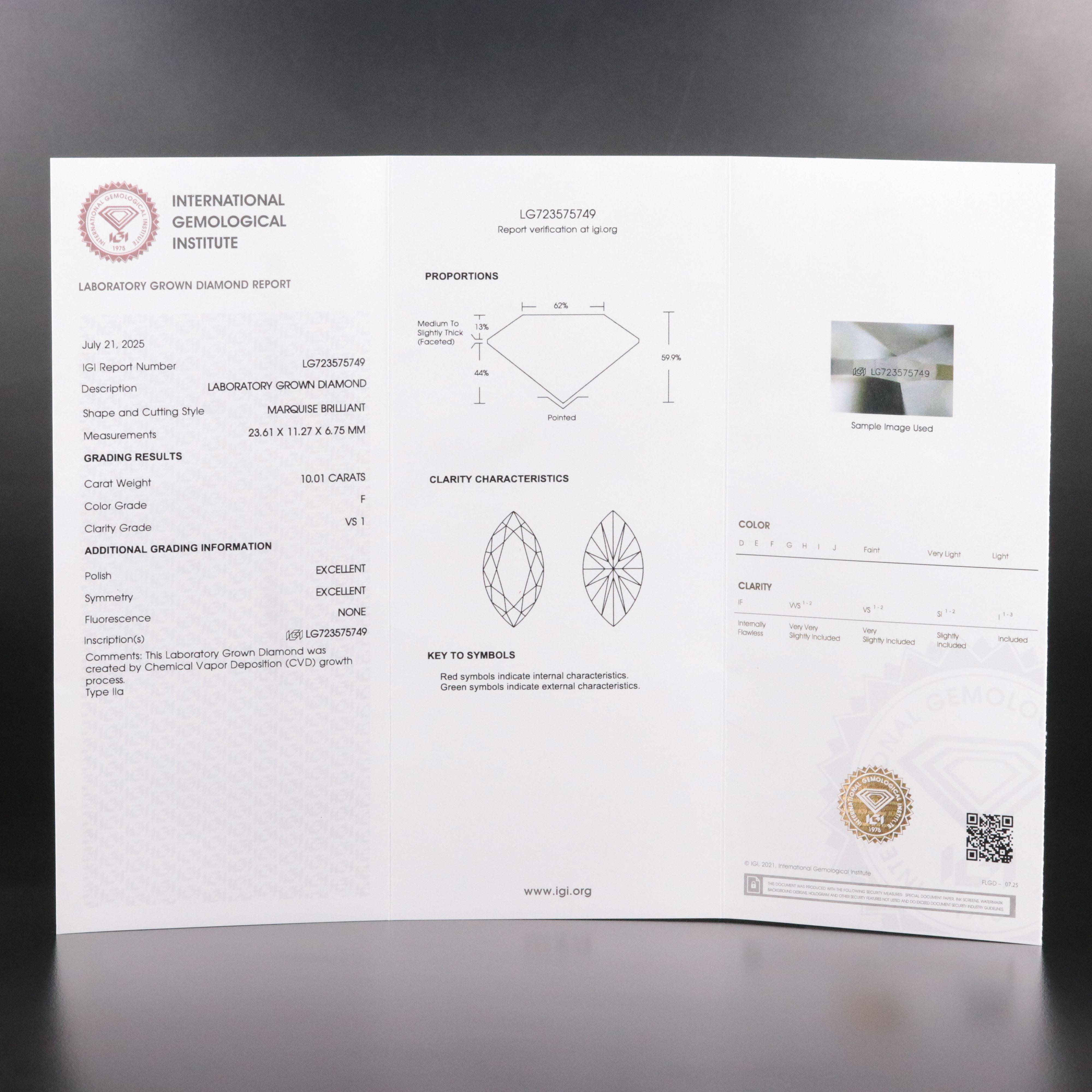 18K 10.01 CTW Lab Grown Diamond Ring with IGI Report