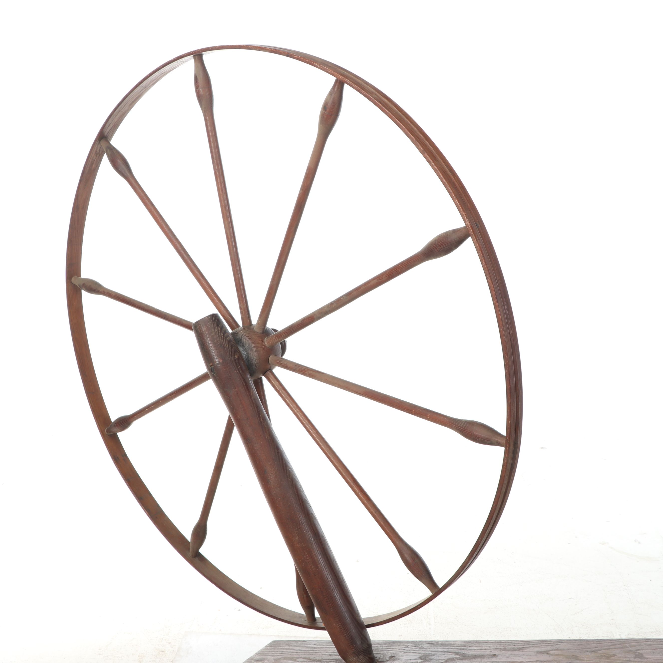 Monumental Wooden Spinning Wheel, 19th Century