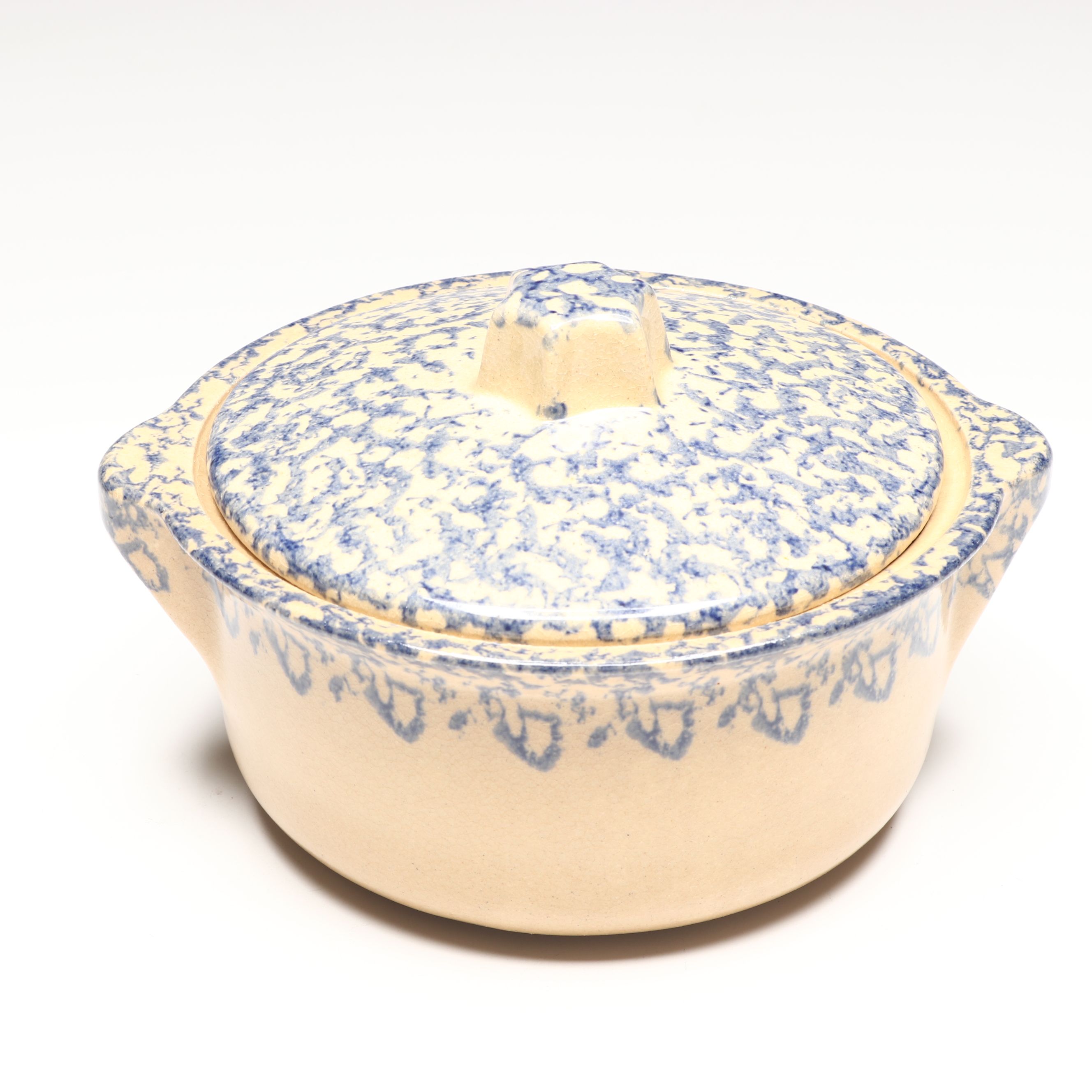 Robinson Ransbottom Pottery "Wheat" Blue Spongeware Casserole and Crocks