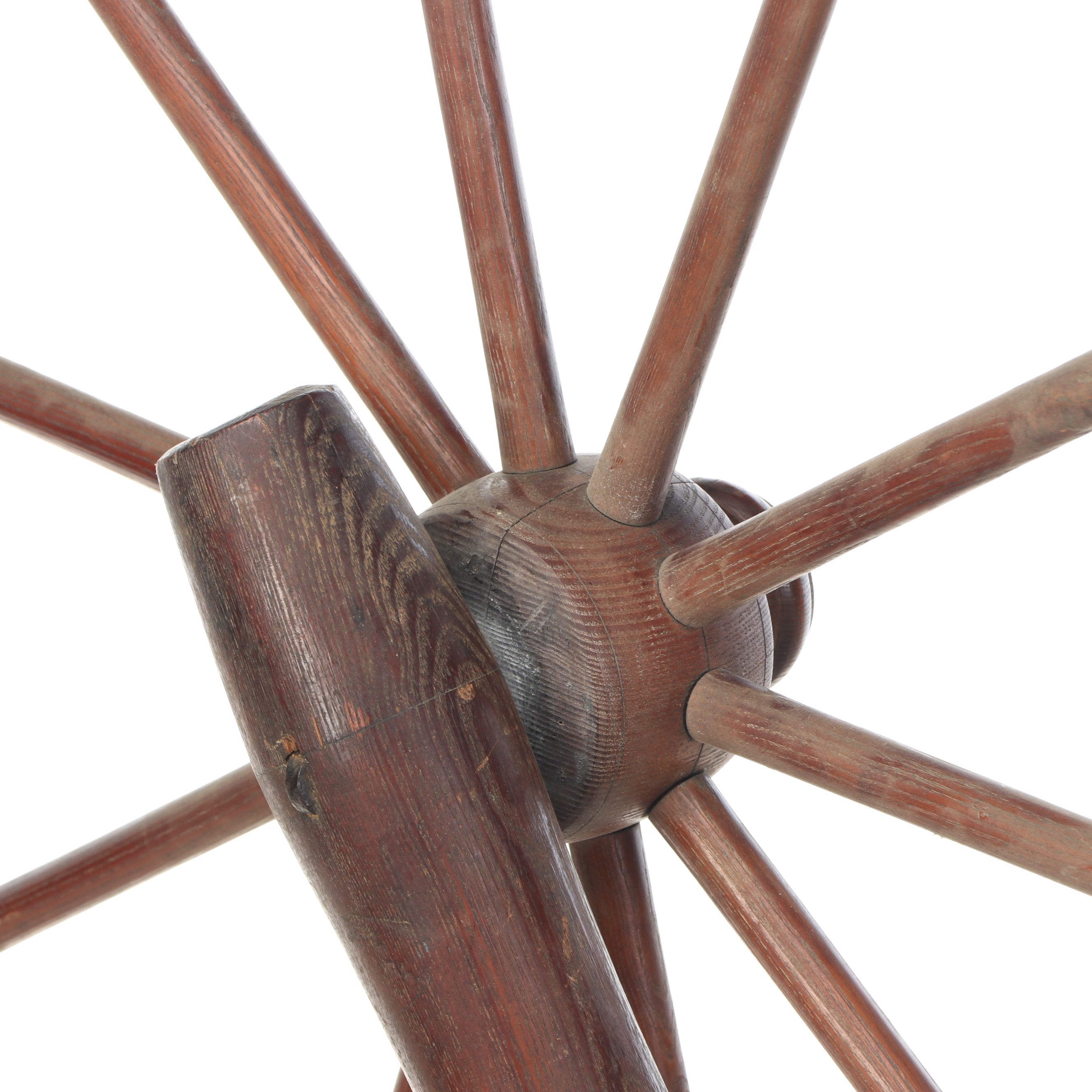 Monumental Wooden Spinning Wheel, 19th Century