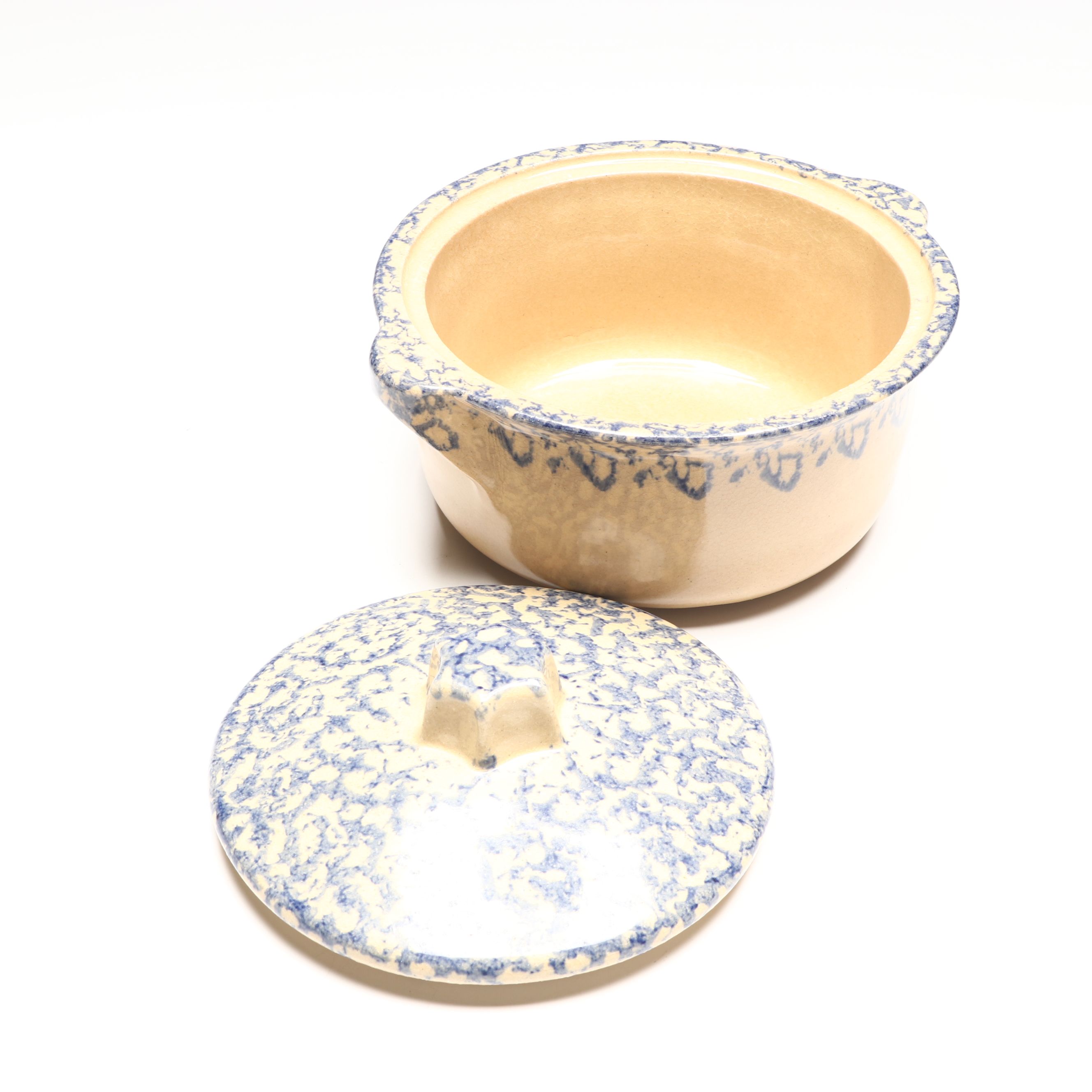 Robinson Ransbottom Pottery "Wheat" Blue Spongeware Casserole and Crocks