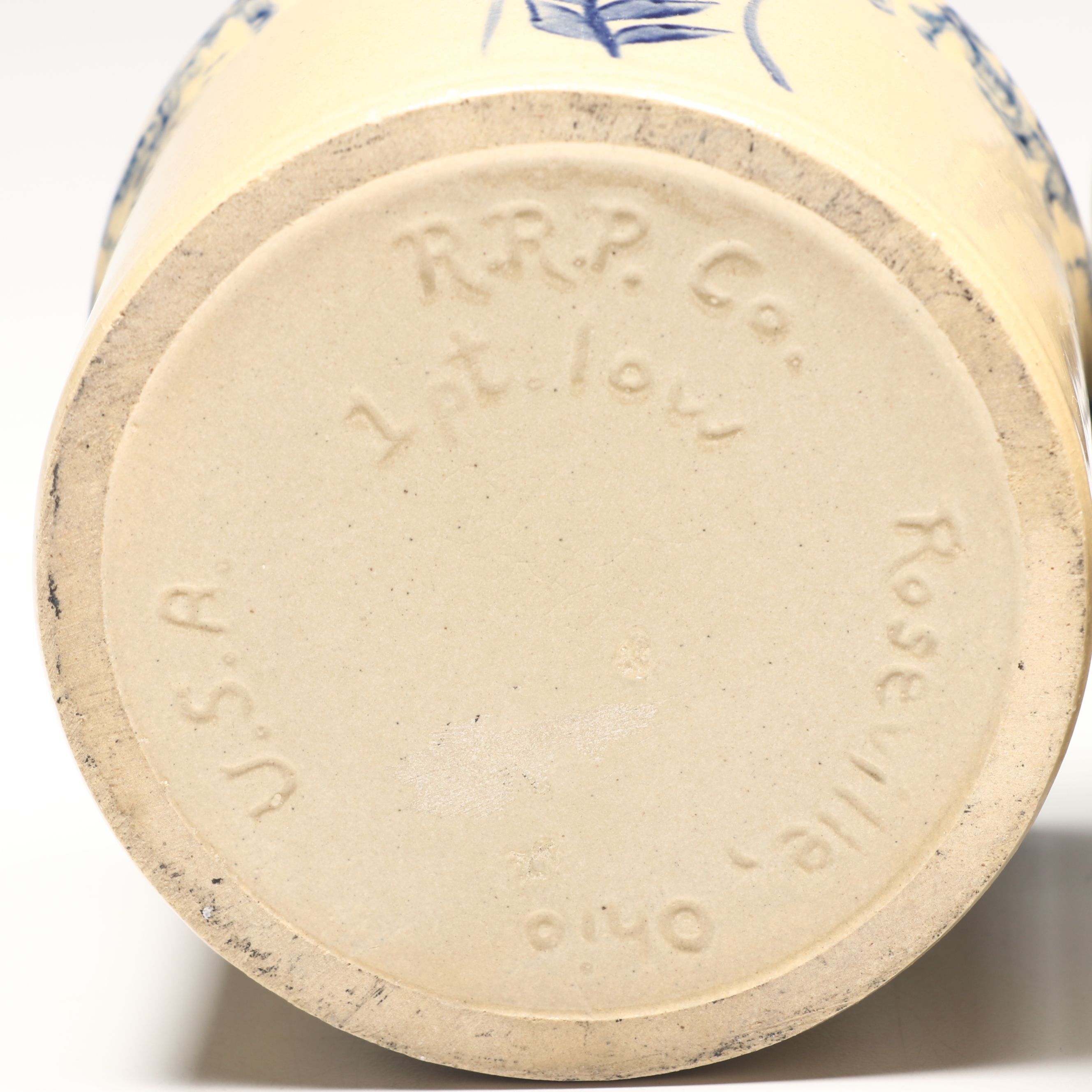 Robinson Ransbottom Pottery "Wheat" Blue Spongeware Casserole and Crocks