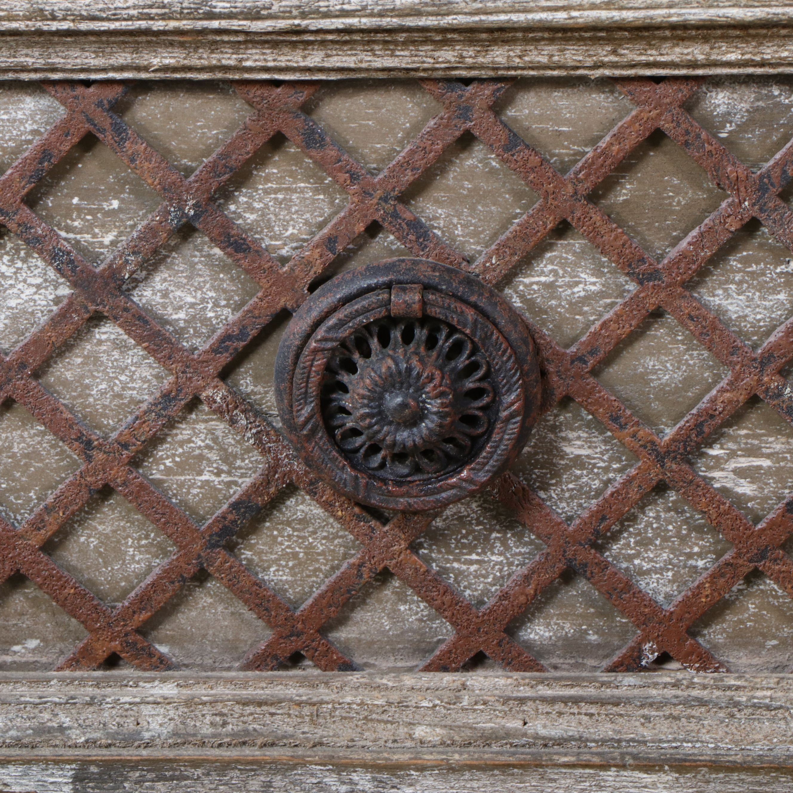 Restoration Hardware Wood and Metal Lattice Front Louis XVI Treillage Dresser