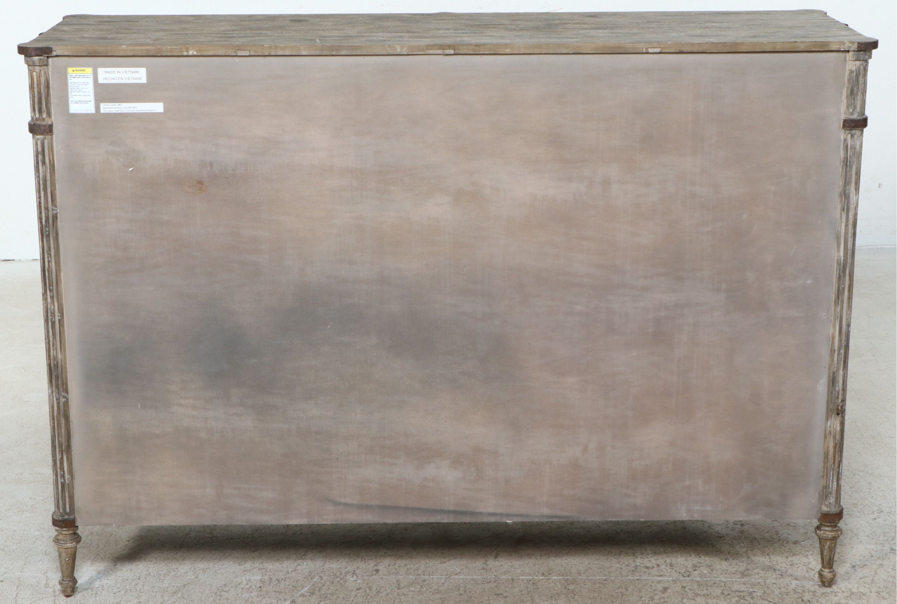 Restoration Hardware Wood and Metal Lattice Front Louis XVI Treillage Dresser