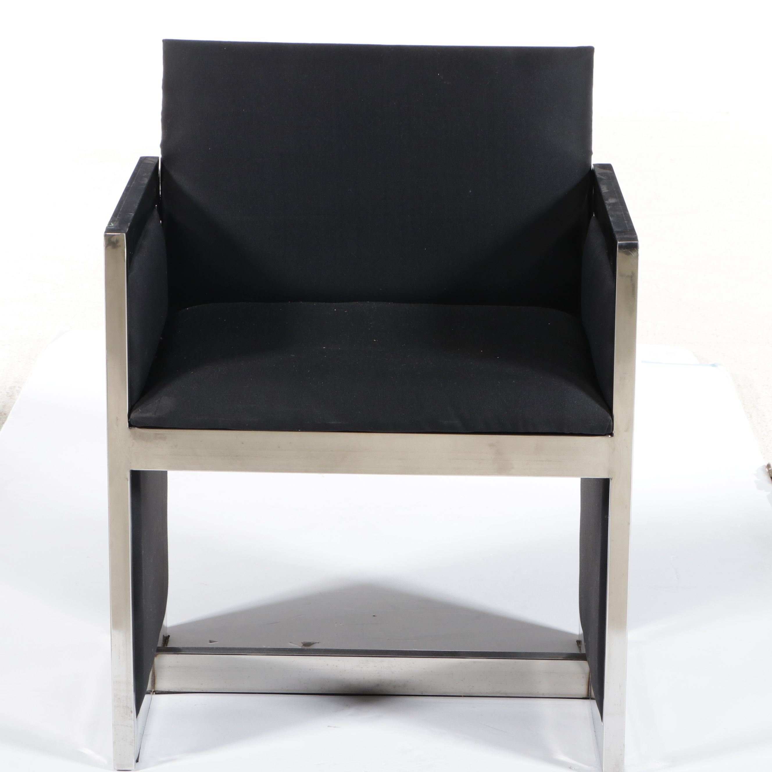 Contemporary Minimalist Style Polished Stainless Steel Club Chair, 21st Century