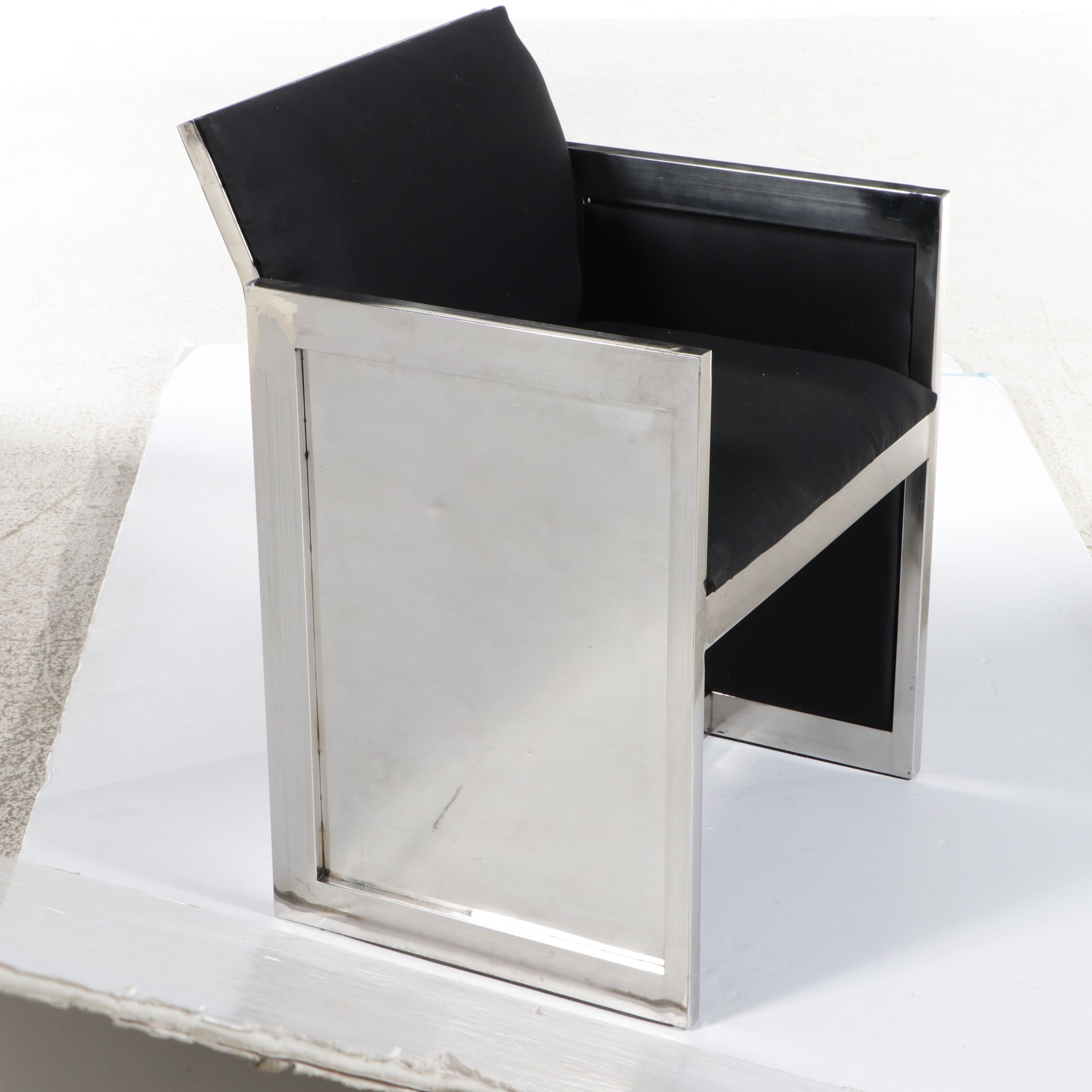 Contemporary Minimalist Style Polished Stainless Steel Club Chair, 21st Century