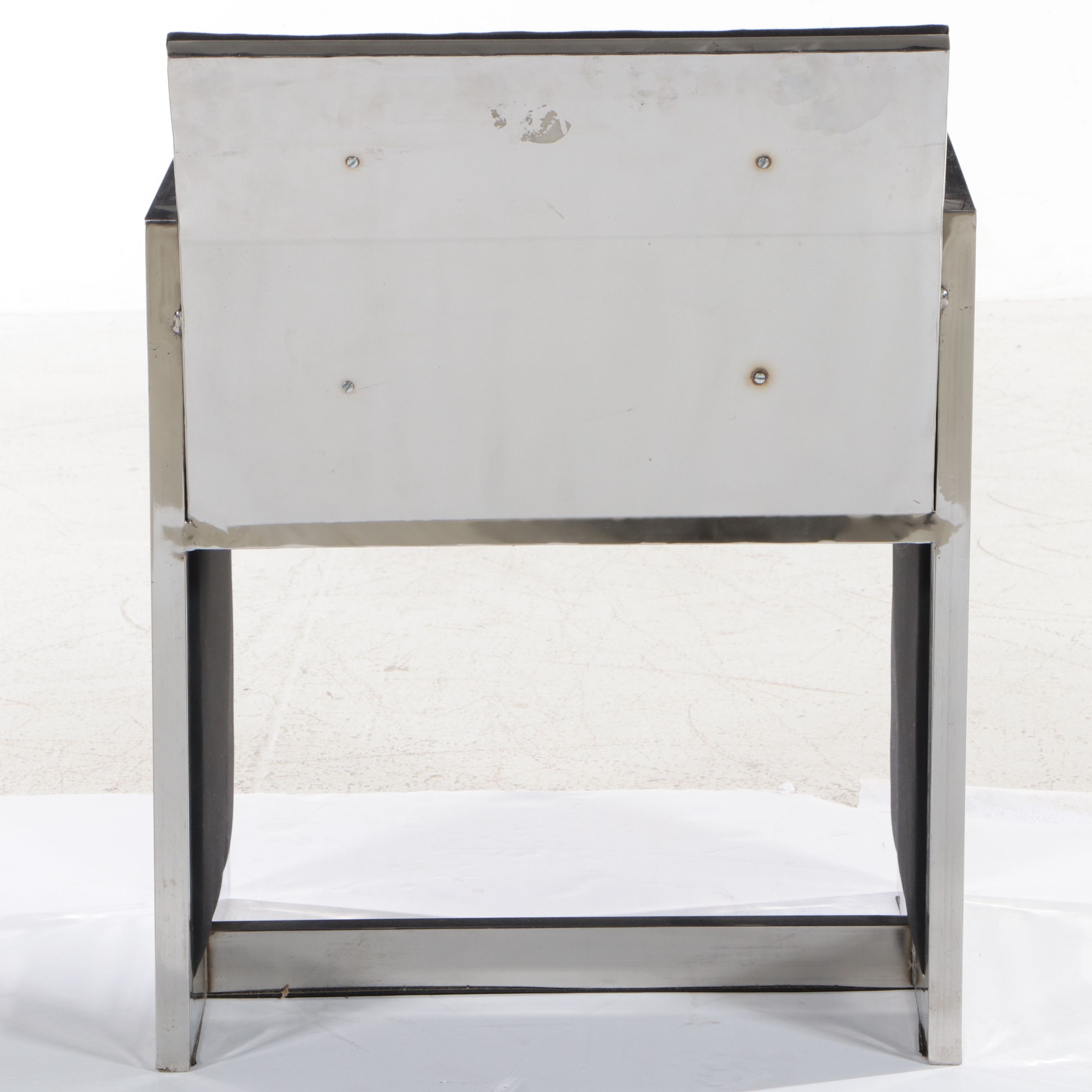 Contemporary Minimalist Style Polished Stainless Steel Club Chair, 21st Century