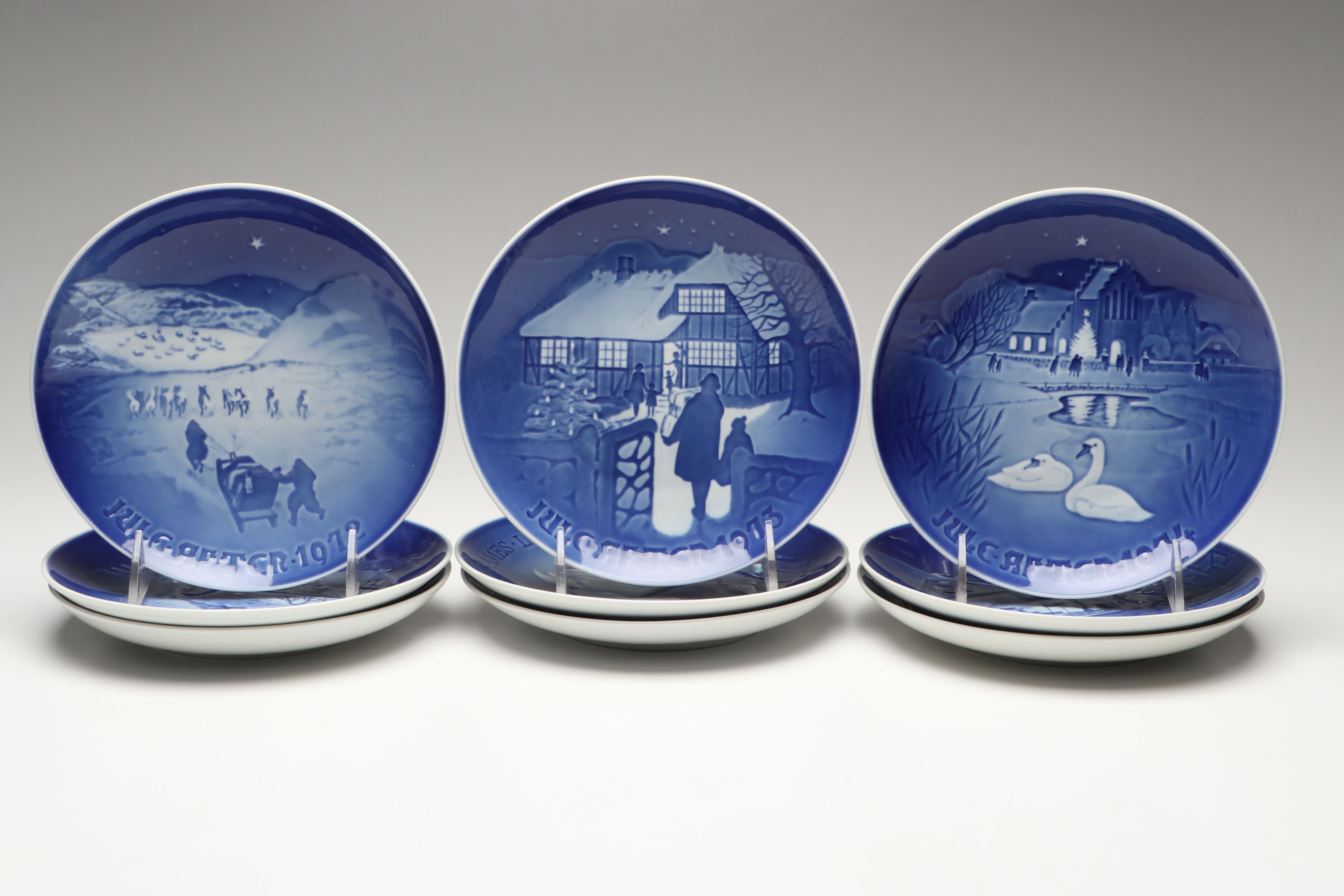 Bing & Grøndahl Porcelain Collector Plates Featuring "White Christmas"