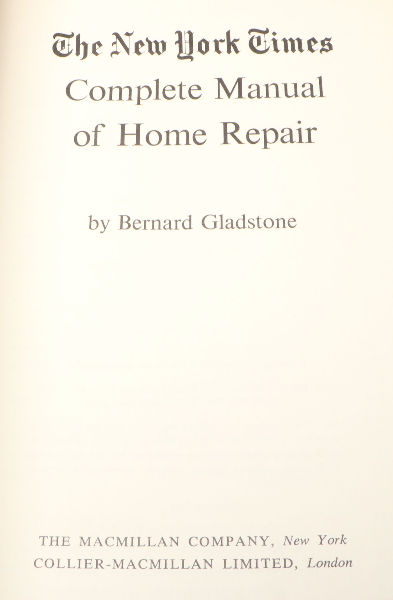 Book Club Edition "The New York Times Complete Manual of Home Repair," 1967