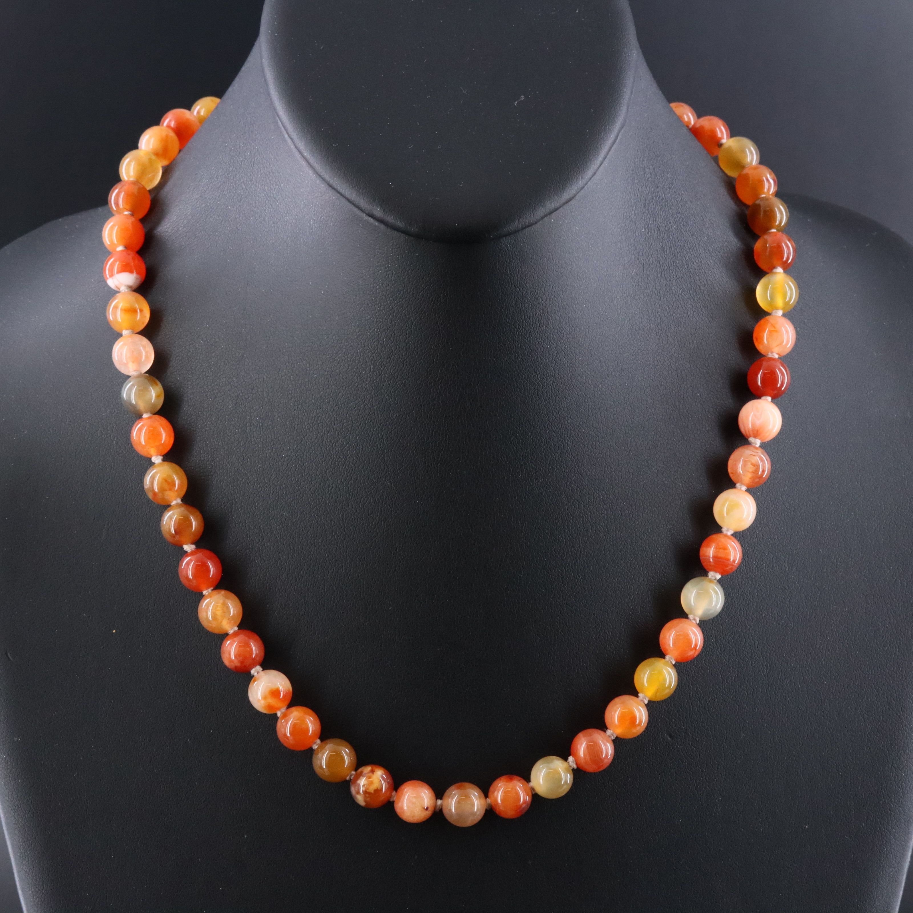 Agate Bead Necklace with a Gold-Filled Clasp
