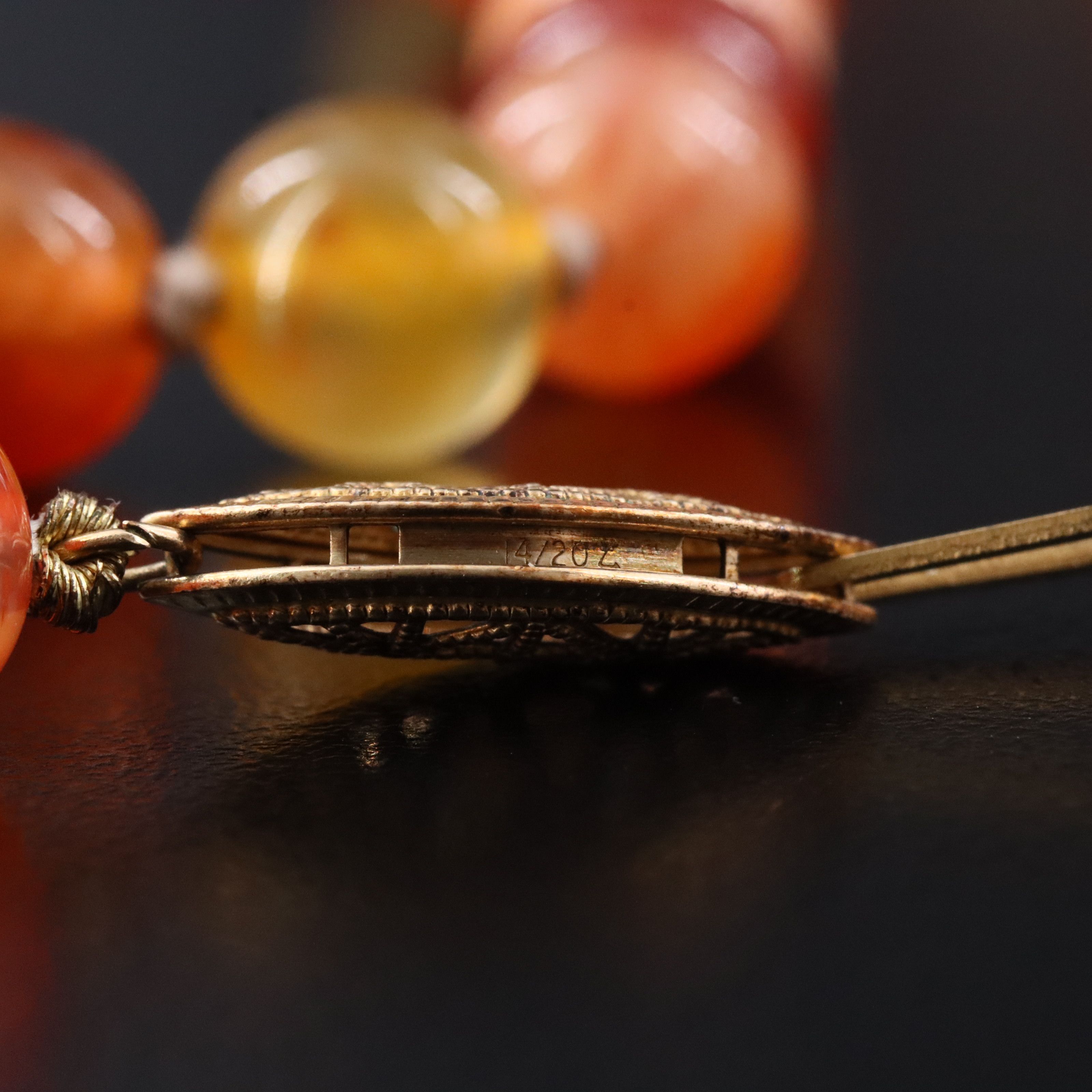 Agate Bead Necklace with a Gold-Filled Clasp