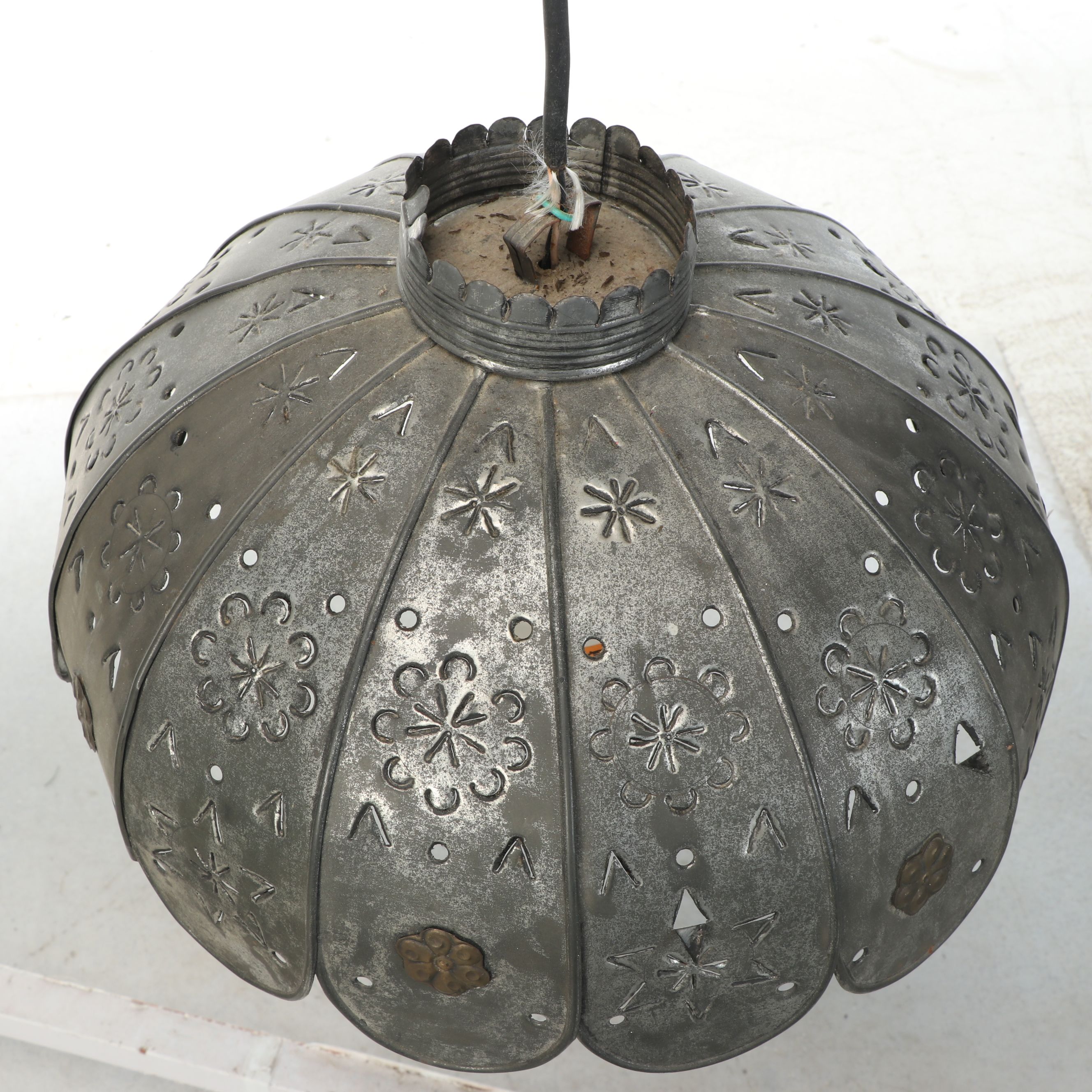 Punched Tin Scalloped Pendant Light