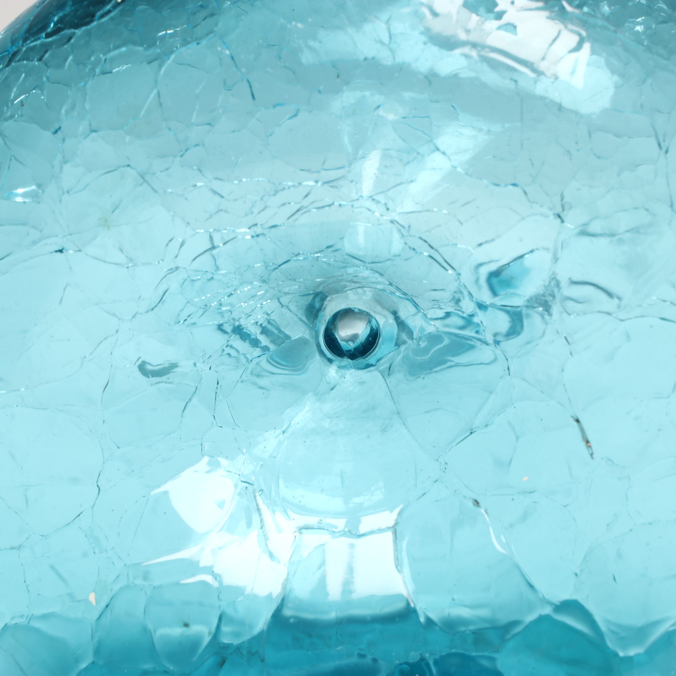 Mid Century Modern Style Blue Crackle Glass Vases with Green Glass Pitcher