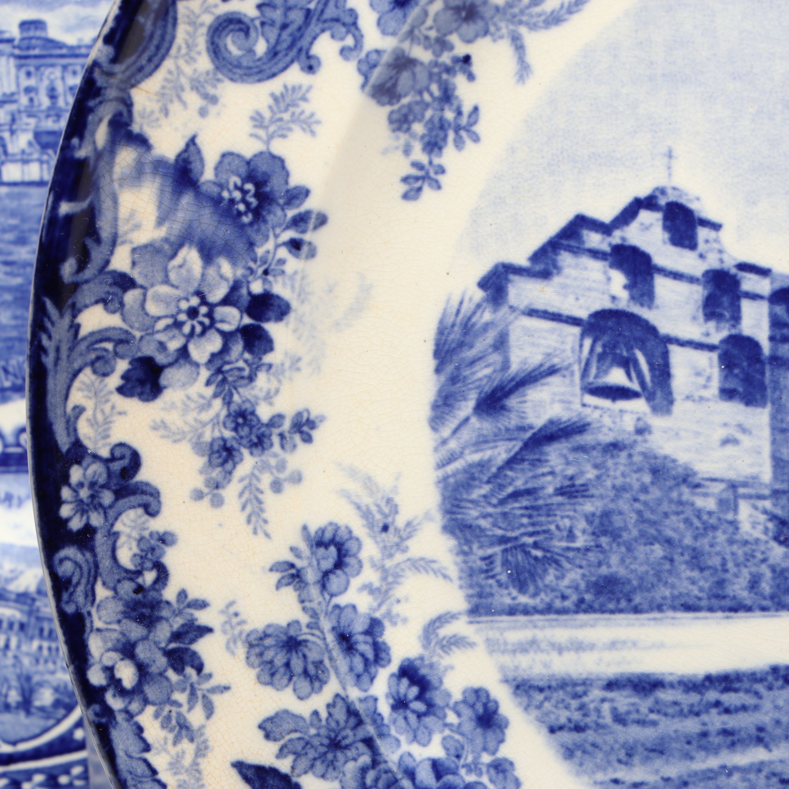 English Antique Blue Transferware Plates