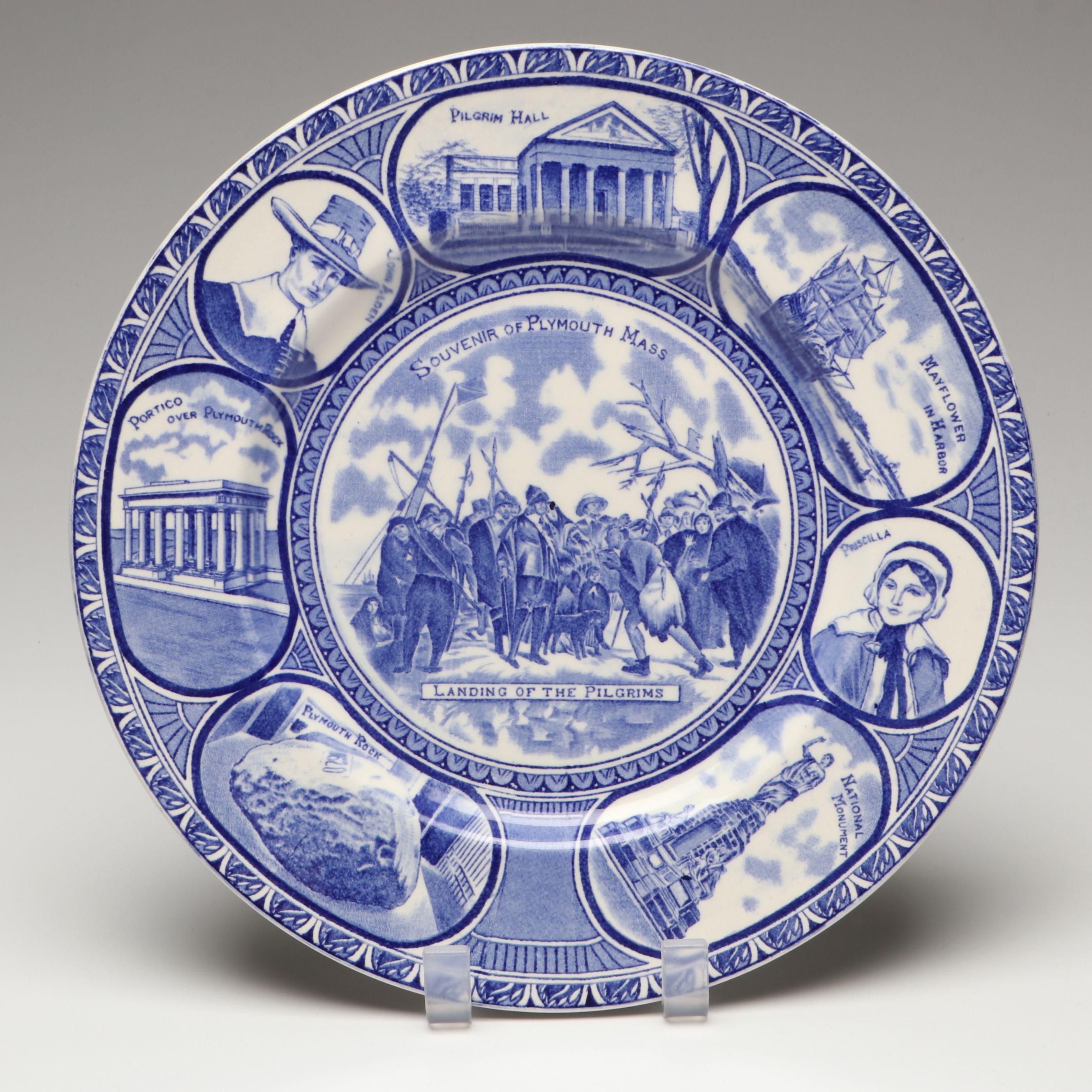 English Antique Blue Transferware Plates