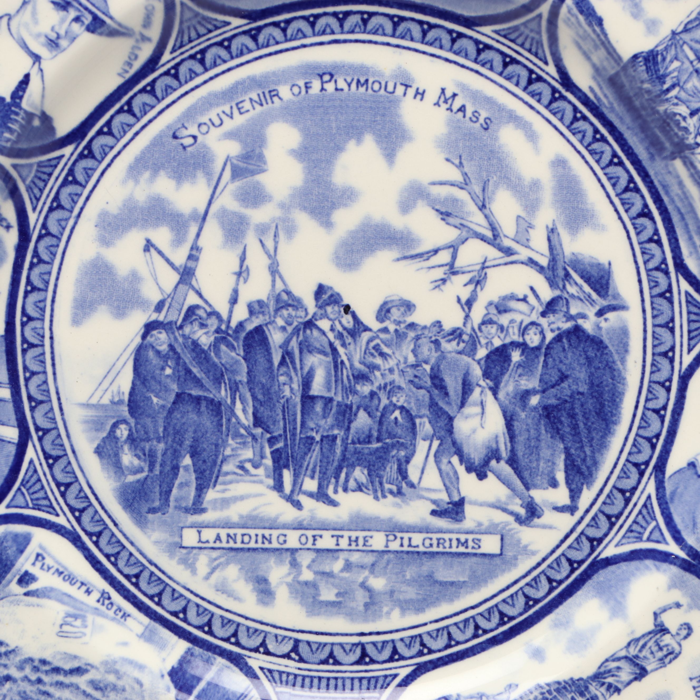 English Antique Blue Transferware Plates