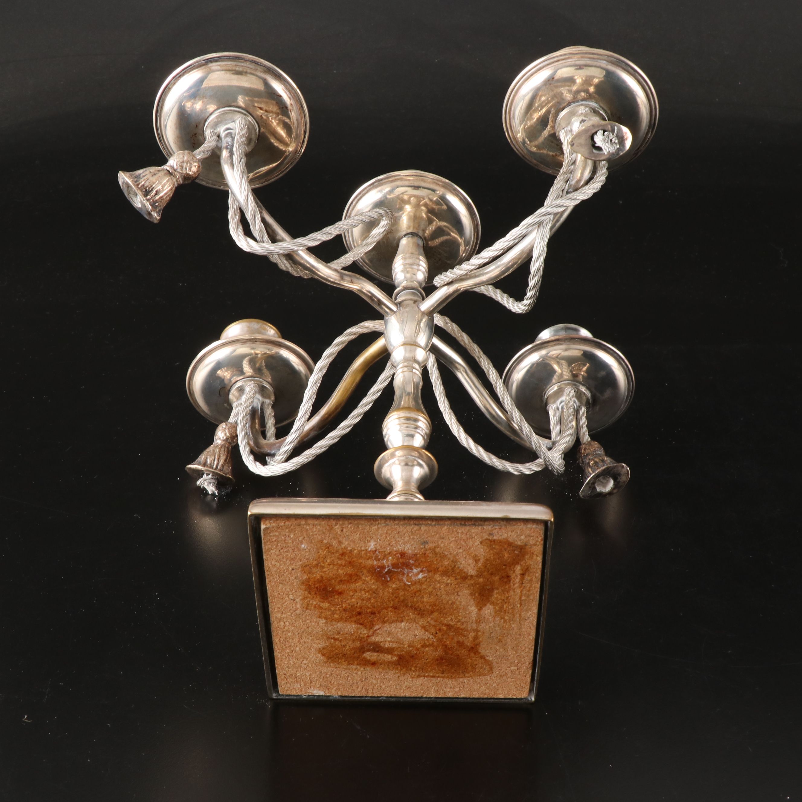 Pair of Silver Finish Tassel Candelabra