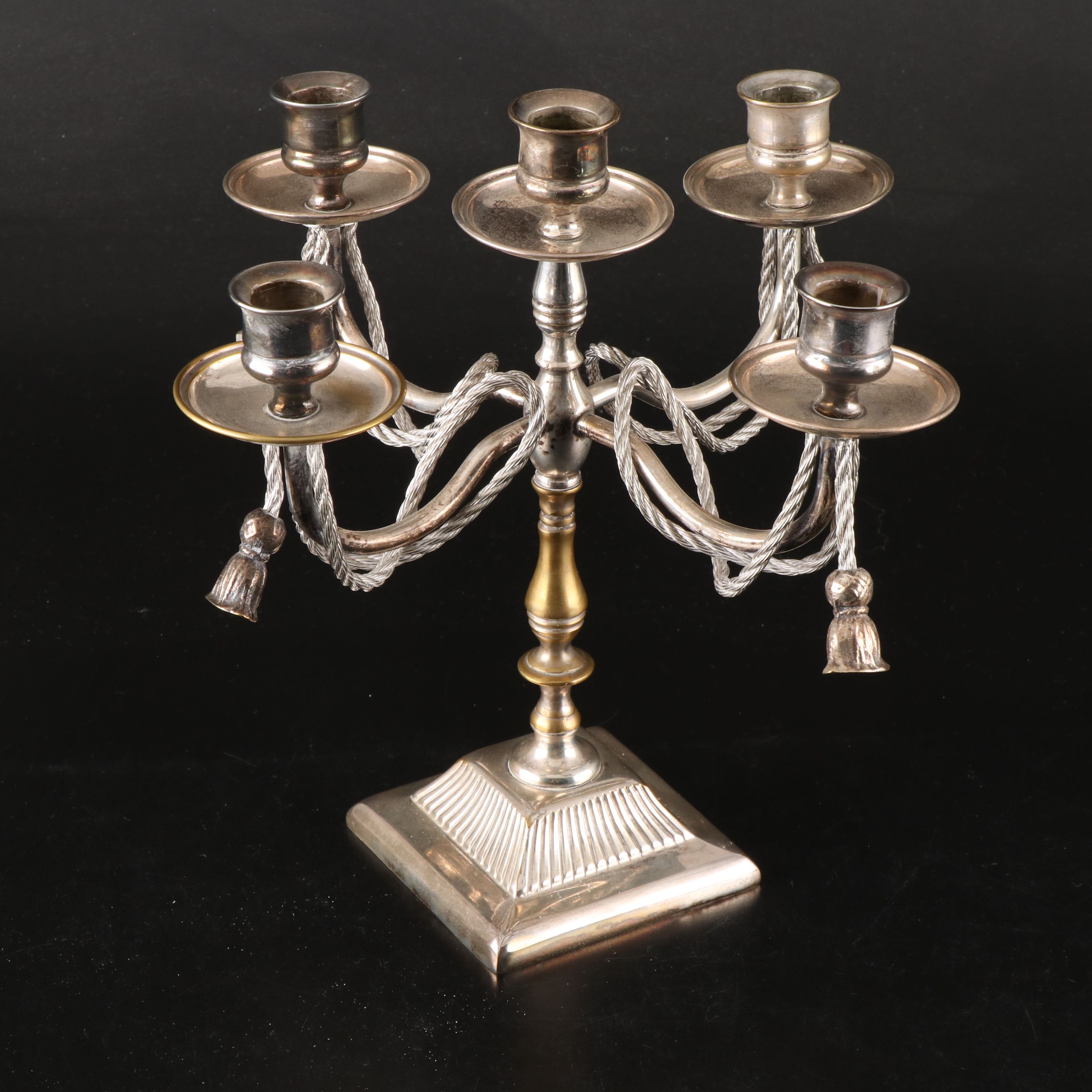 Pair of Silver Finish Tassel Candelabra