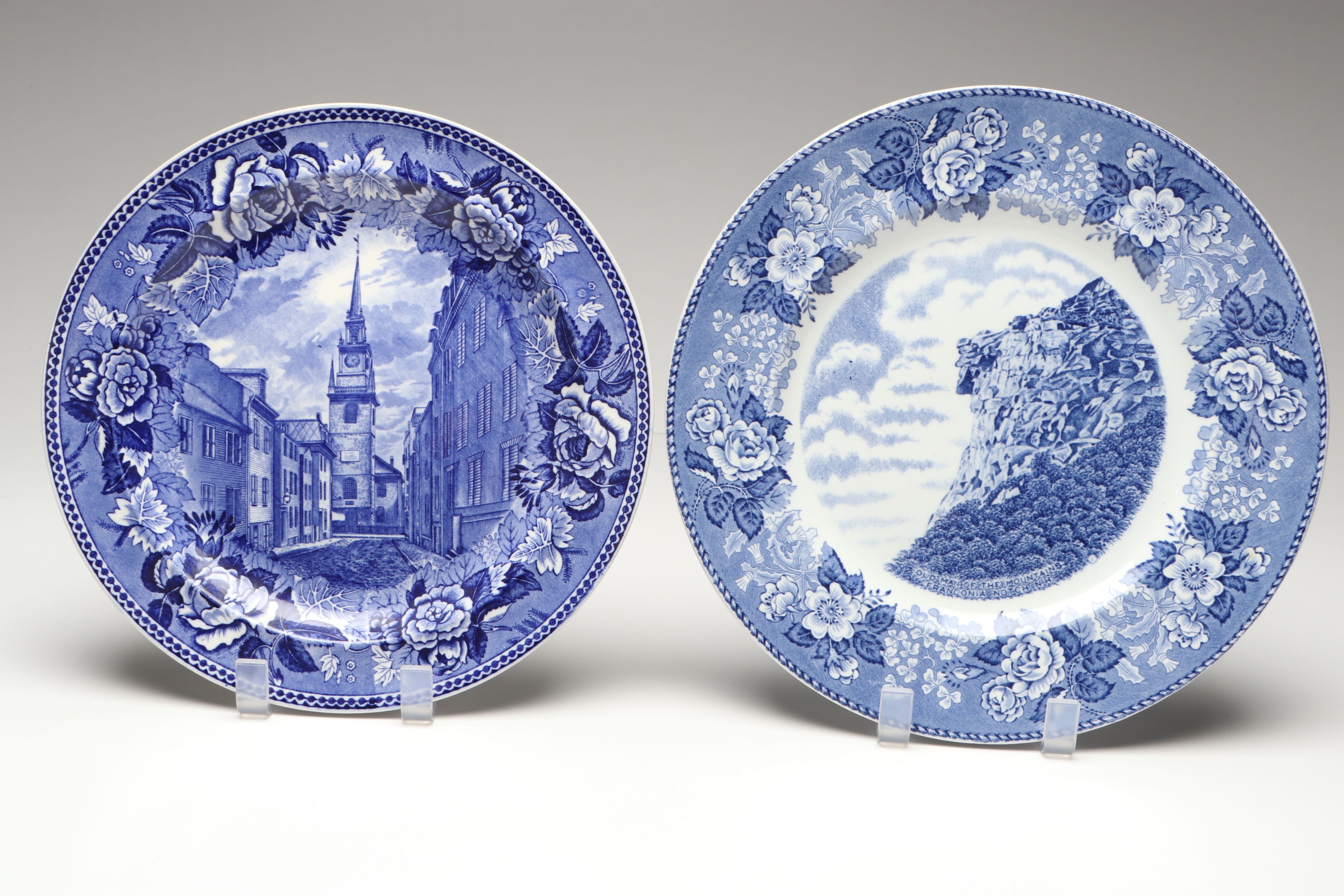 English Antique Blue Transferware Plates